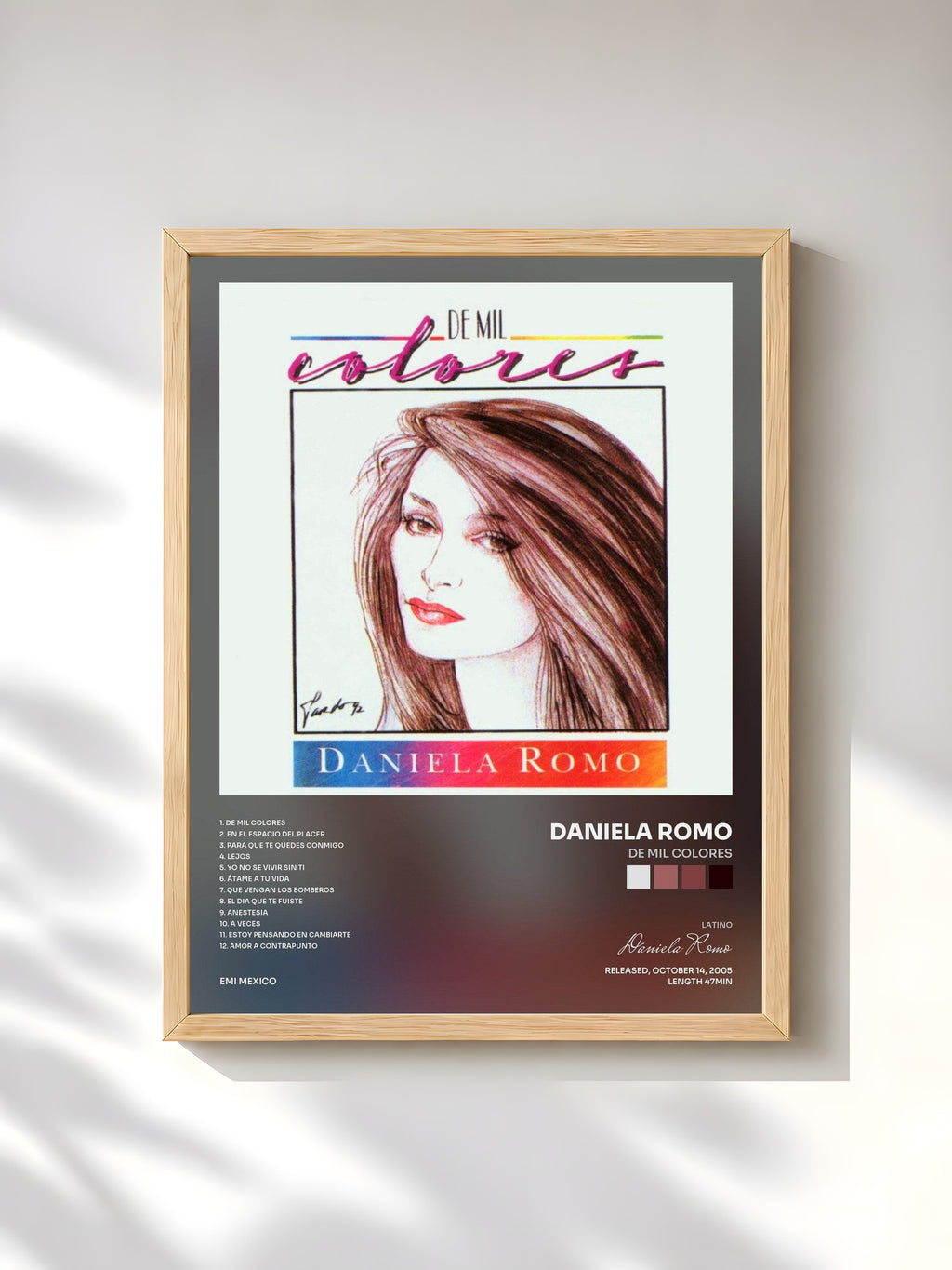 #bois Tableau de l'album De Mil Colores de Daniela Romo, cadre en bois brut, imprimé et encadré en France