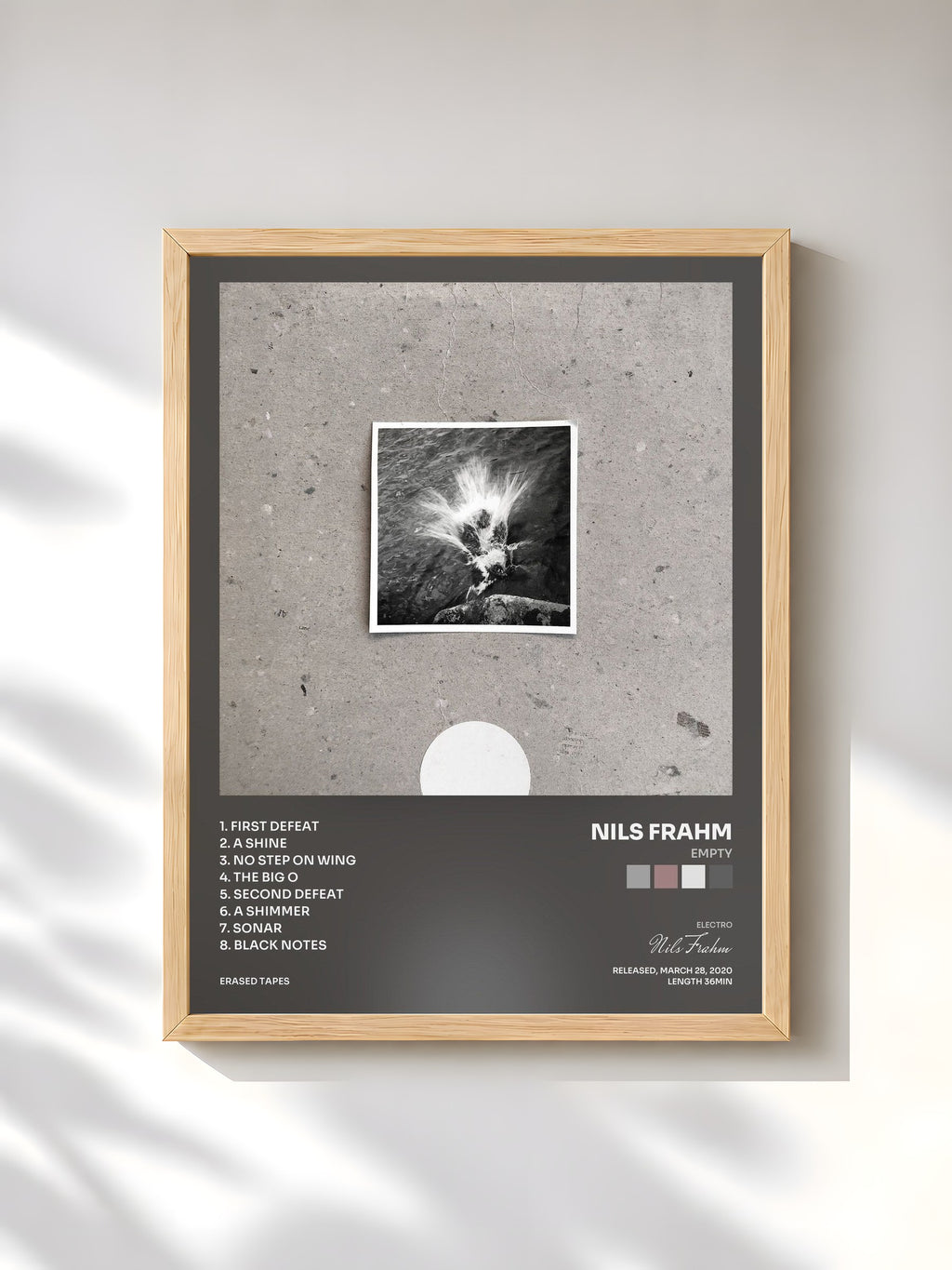 #bois Tableau de l'album Empty de Nils Frahm, cadre en bois brut, imprimé et encadré en France