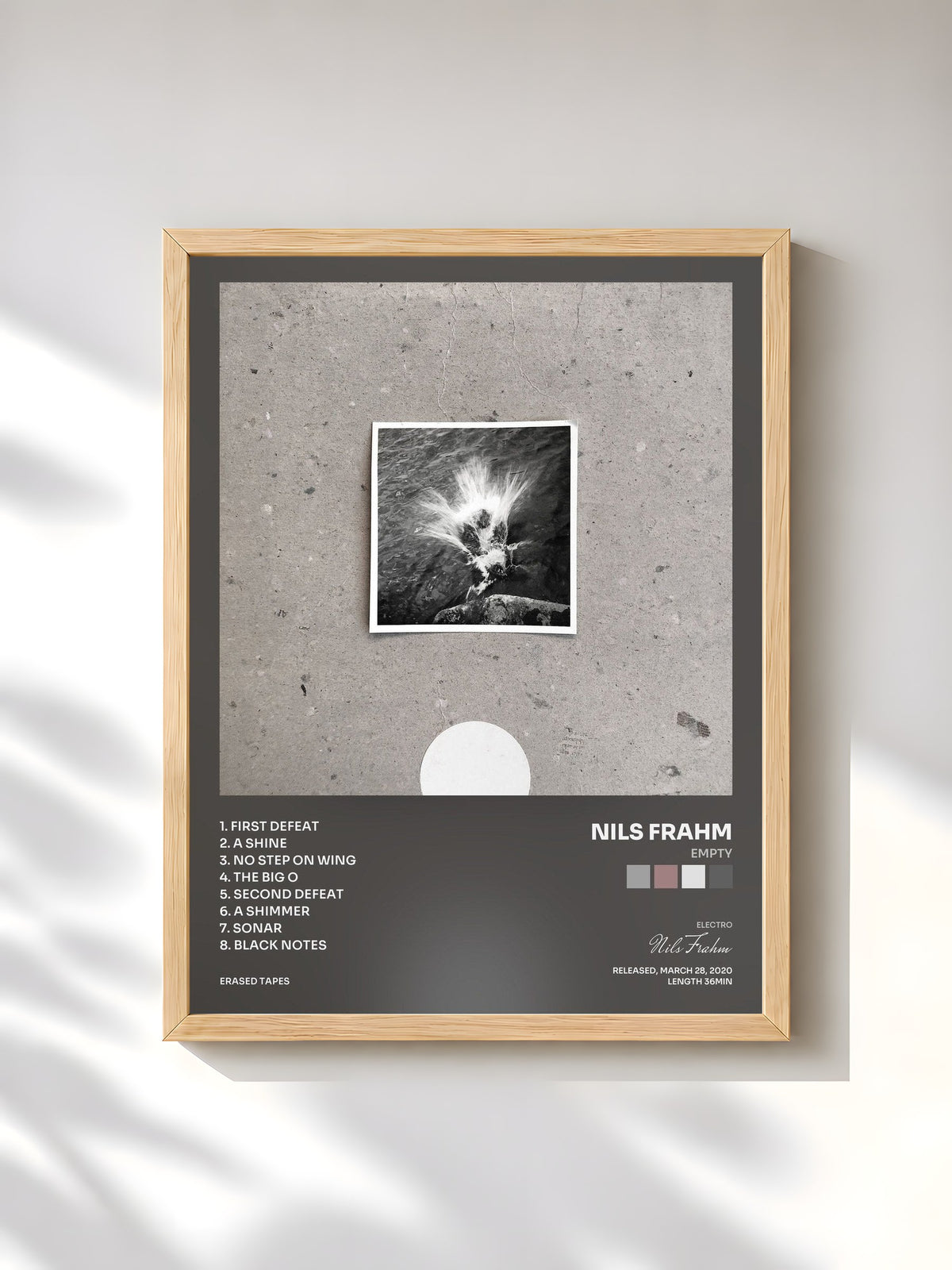 #bois Tableau de l'album Empty de Nils Frahm, cadre en bois brut, imprimé et encadré en France
