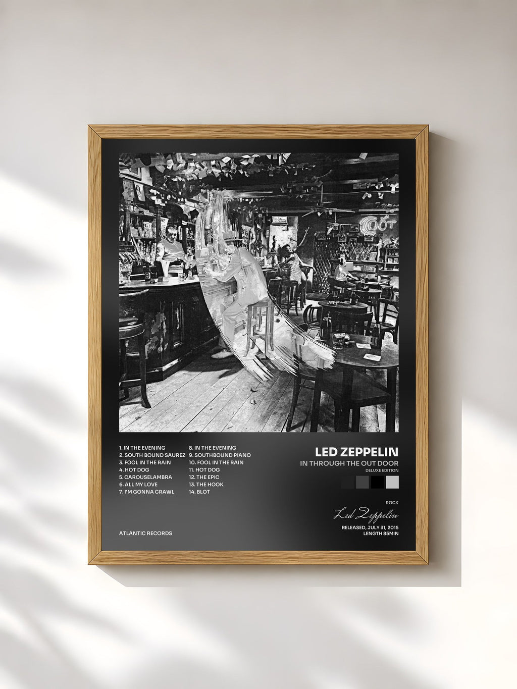 #bois Tableau de l'album In Through the out Door (Deluxe Edition) de Led Zeppelin, cadre en bois brut, imprimé et encadré en France