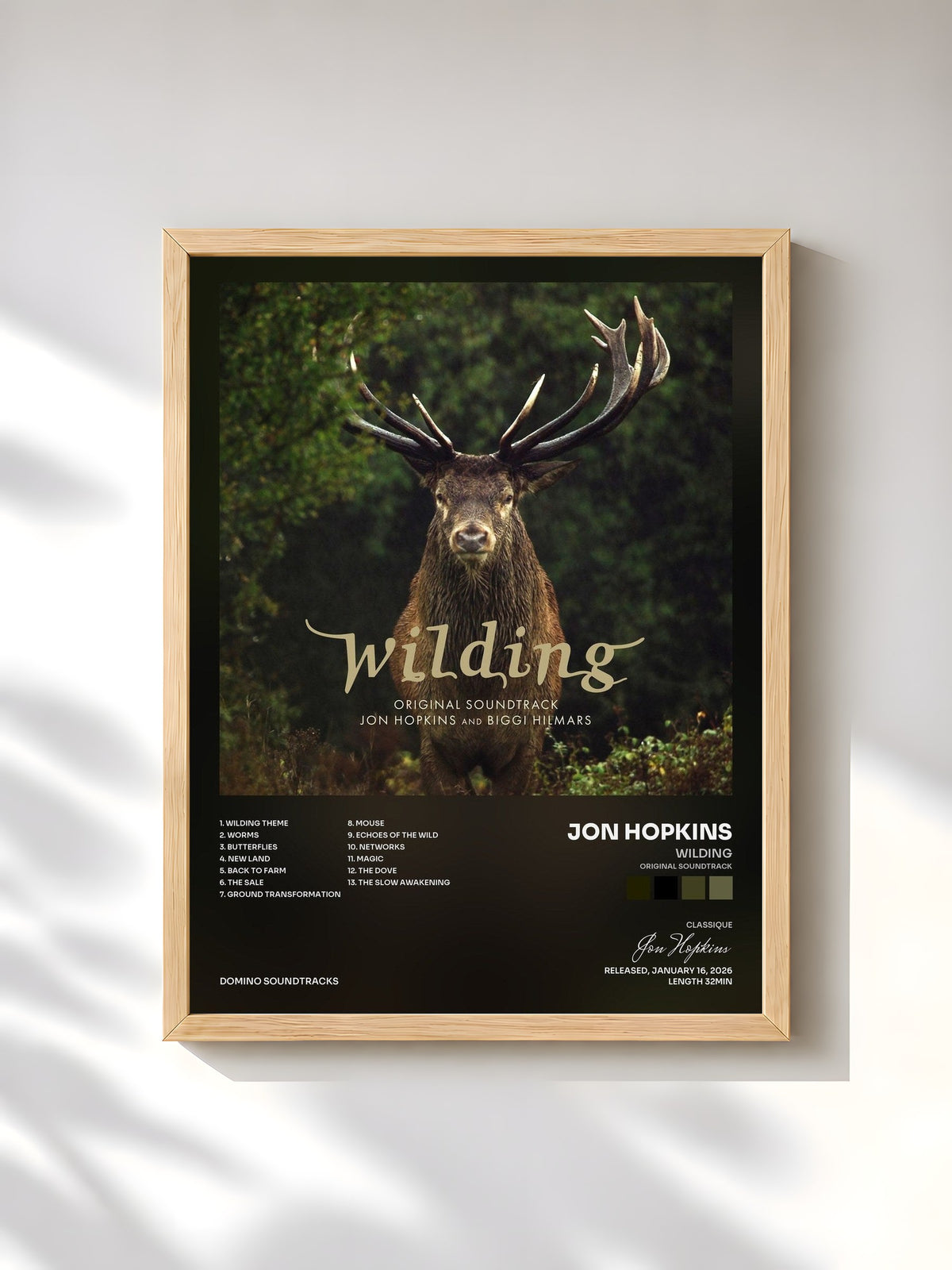 #bois Tableau de l'album Wilding (Original Soundtrack) de Jon Hopkins, cadre en bois brut, imprimé et encadré en France
