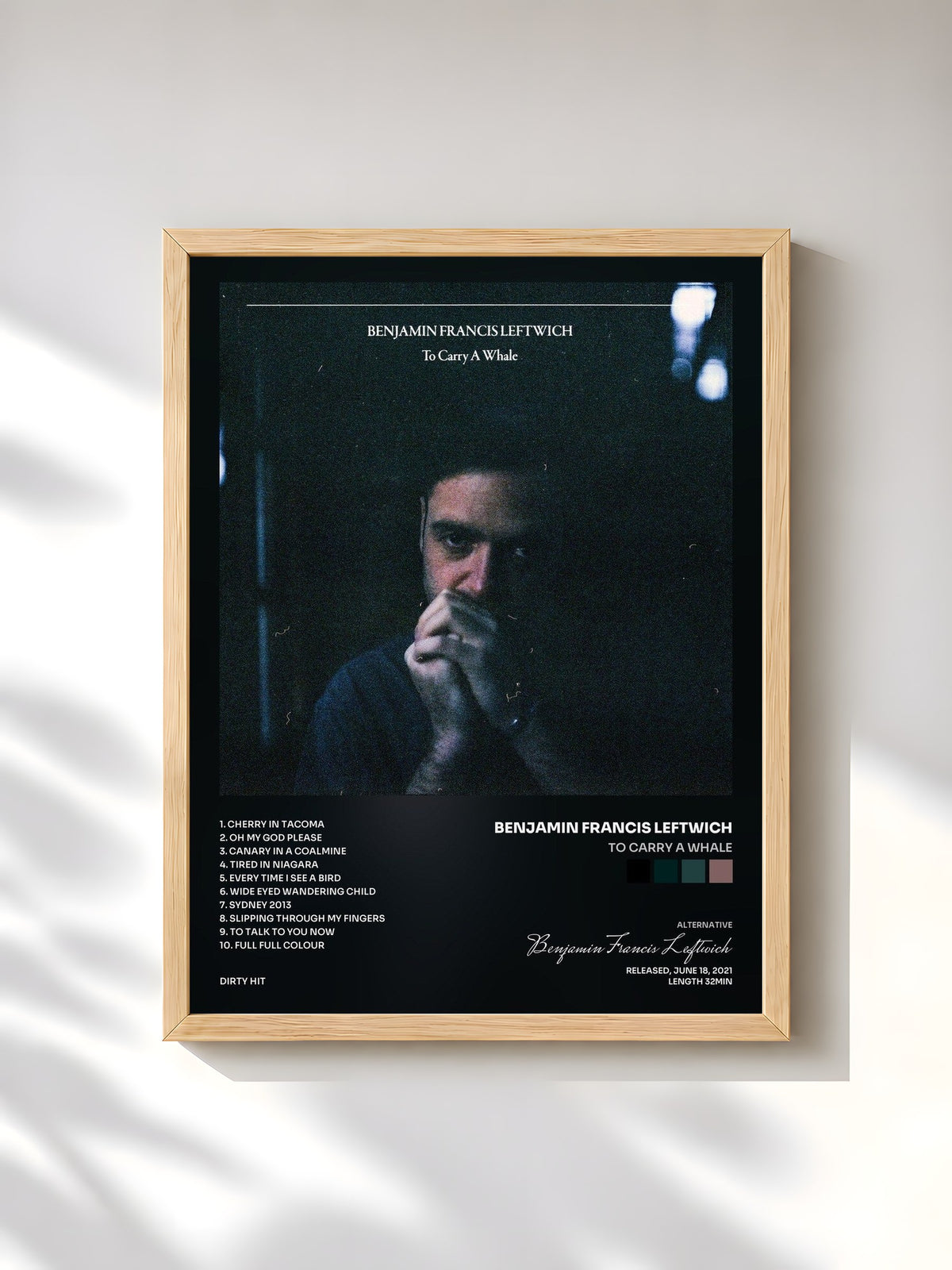 #bois Tableau de l'album To Carry A Whale de Benjamin Francis Leftwich, cadre en bois brut, imprimé et encadré en France