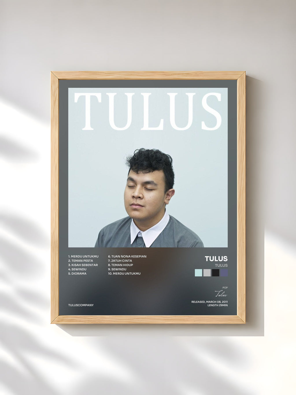 #bois Tableau de l'album Tulus de Tulus, cadre en bois brut, imprimé et encadré en France