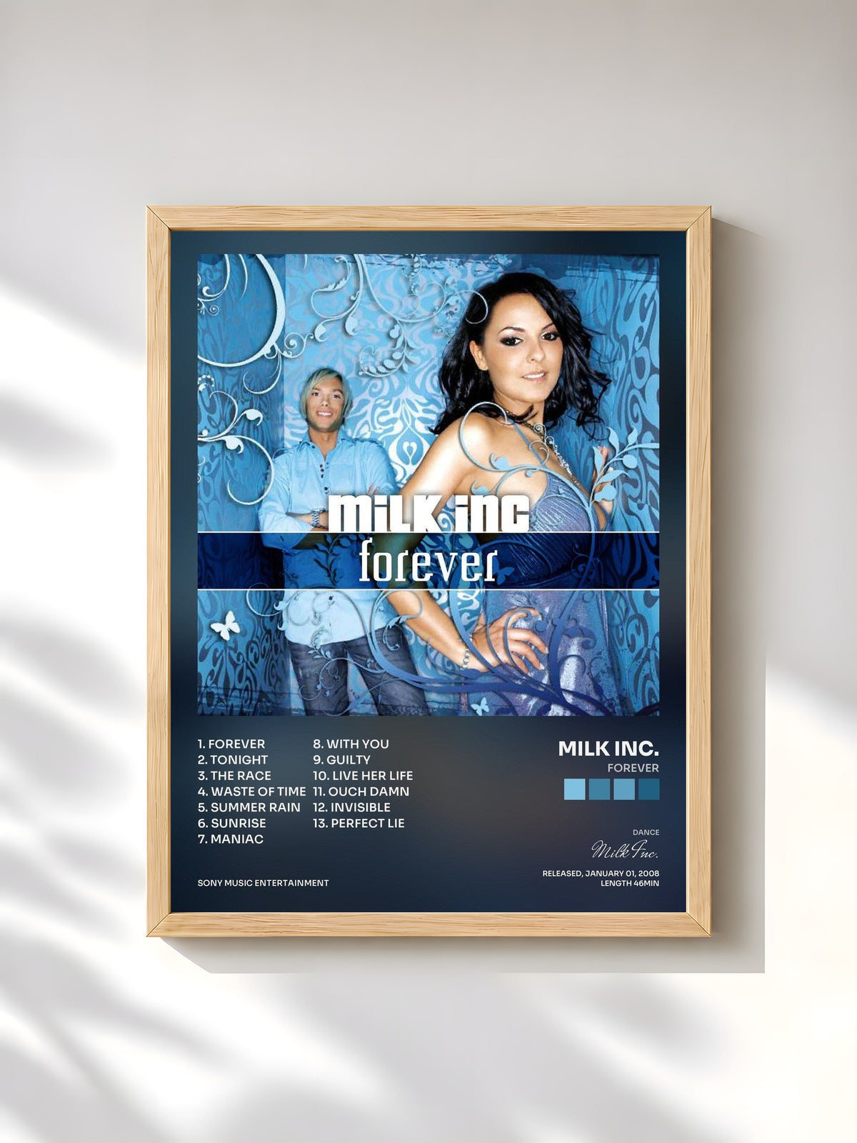 #bois Tableau de l'album Forever de Milk Inc., cadre en bois brut, imprimé et encadré en France