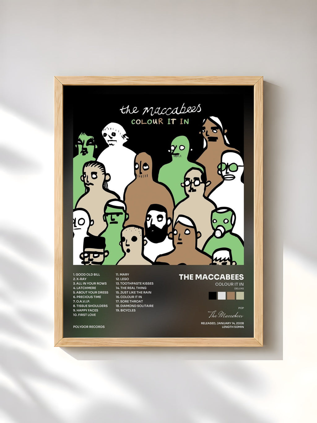 #bois Tableau de l'album Colour It In (Deluxe) de The Maccabees, cadre en bois brut, imprimé et encadré en France