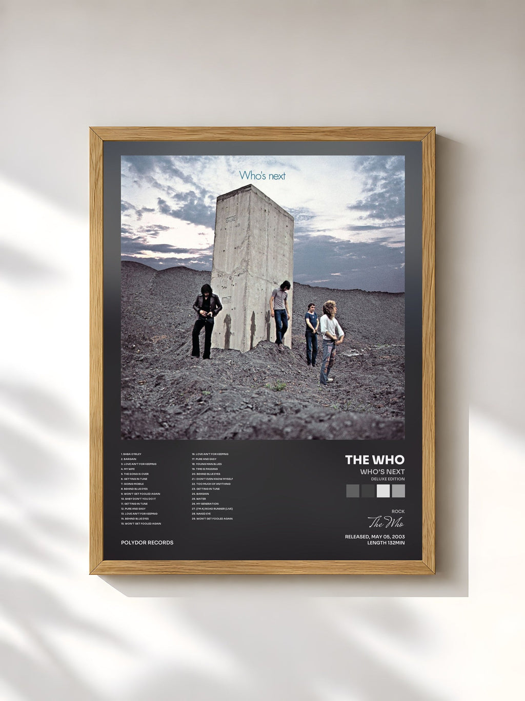 #bois Tableau de l'album Who's Next (Deluxe Edition) de The Who, cadre en bois brut, imprimé et encadré en France
