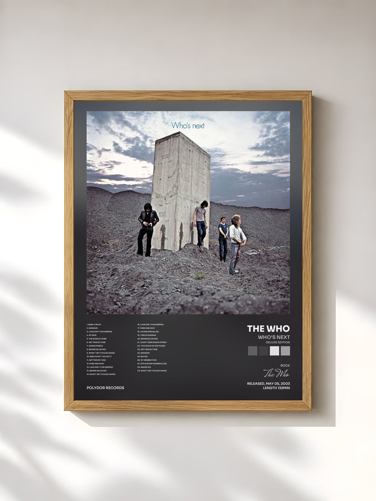 #bois Tableau de l'album Who's Next (Deluxe Edition) de The Who, cadre en bois brut, imprimé et encadré en France