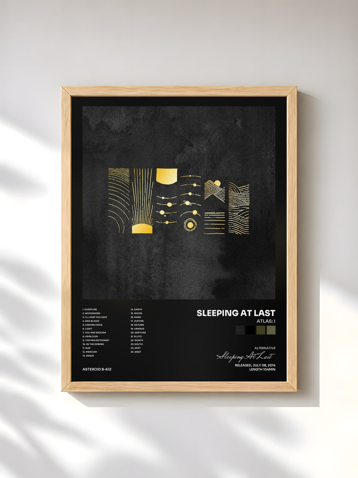 #bois Tableau de l'album Atlas: I de Sleeping At Last, cadre en bois brut, imprimé et encadré en France