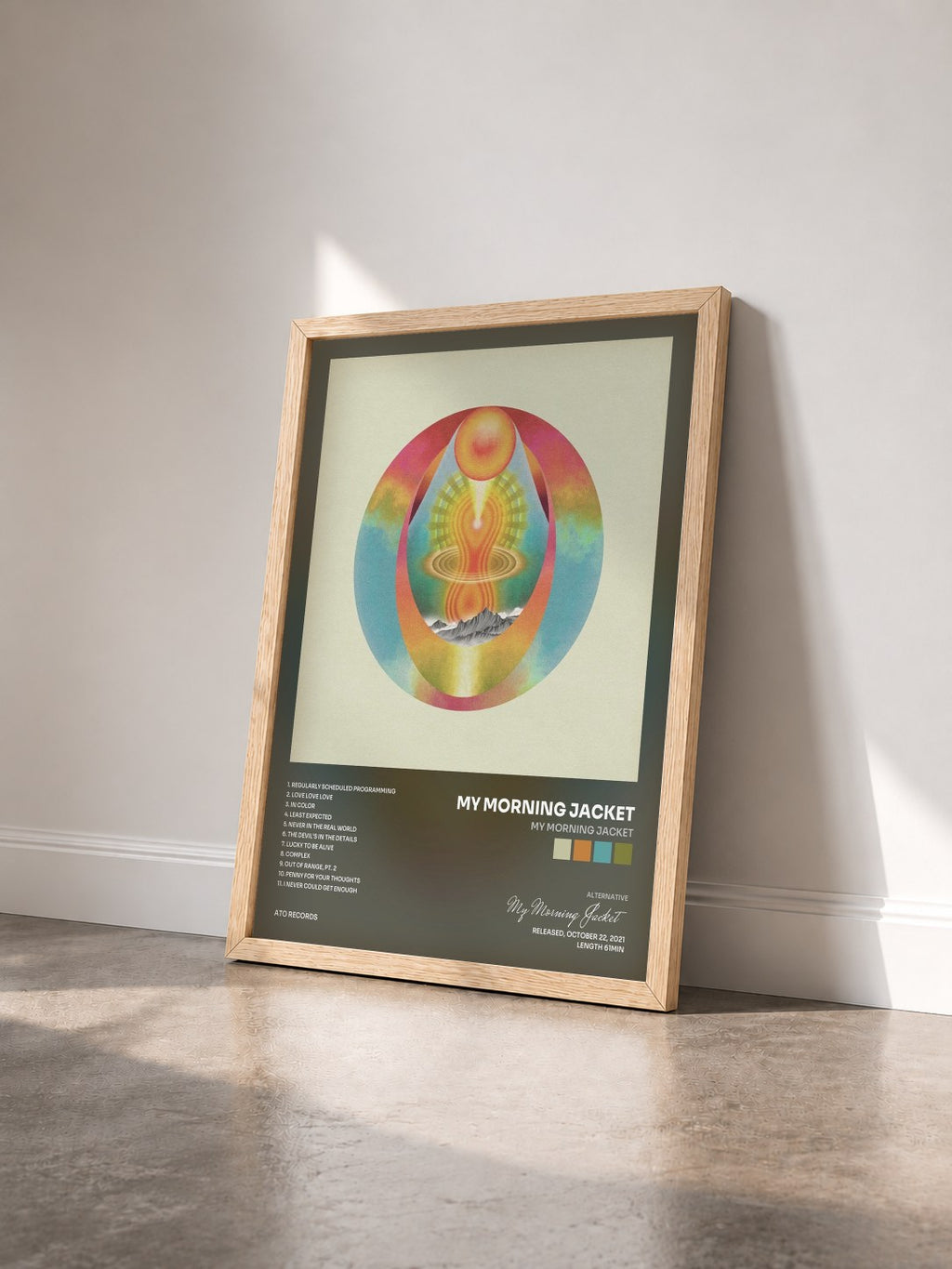 #bois Tableau de l'album My Morning Jacket de My Morning Jacket vu de trois quarts, cadre en bois brut