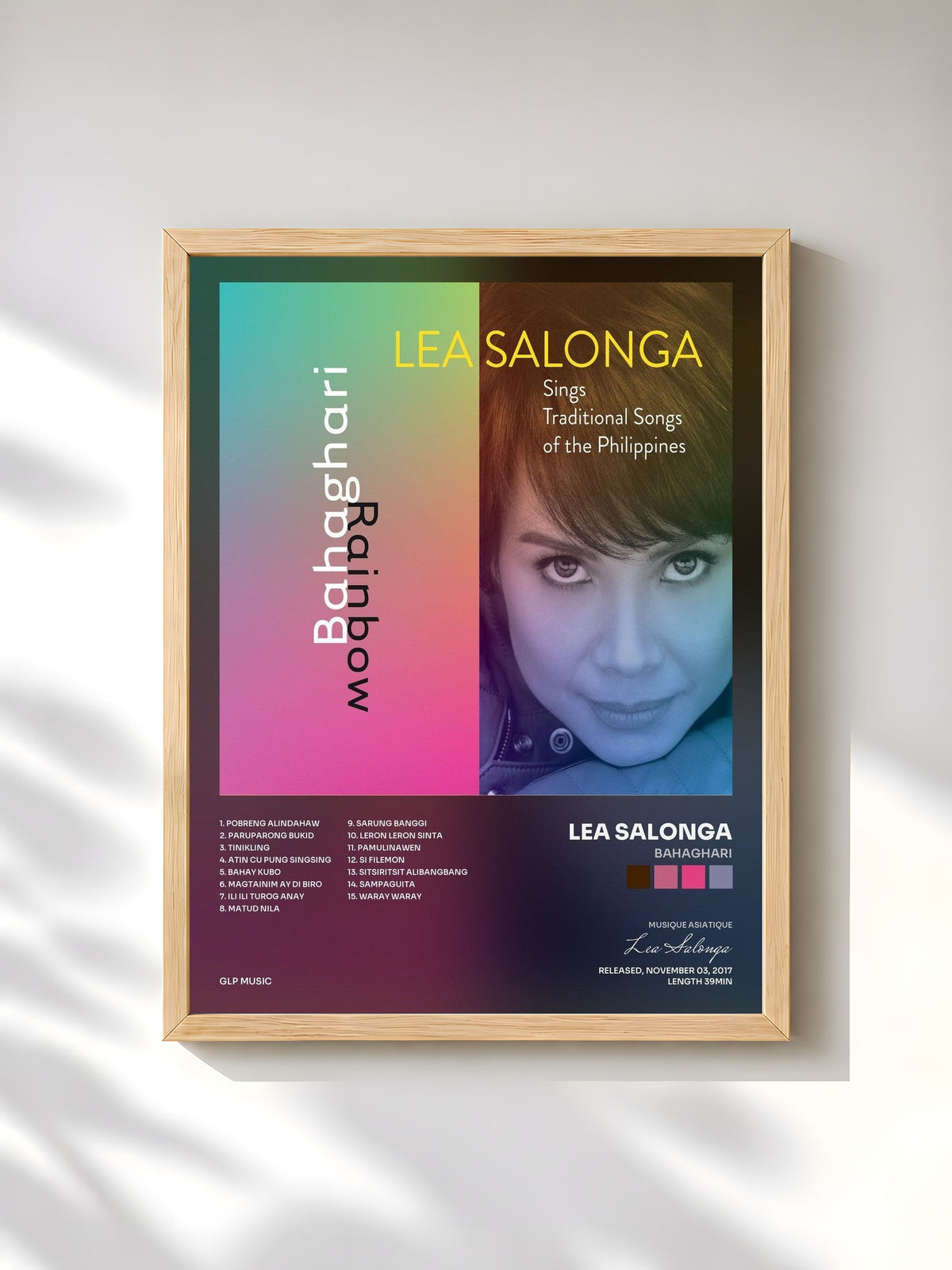 #bois Tableau de l'album Bahaghari de Lea Salonga, cadre en bois brut, imprimé et encadré en France