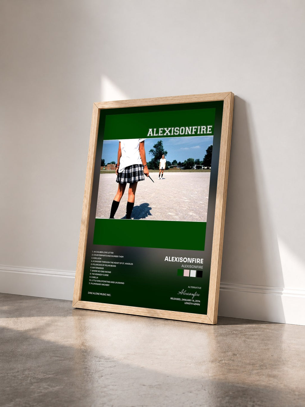 #bois Tableau de l'album Alexisonfire de Alexisonfire vu de trois quarts, cadre en bois brut