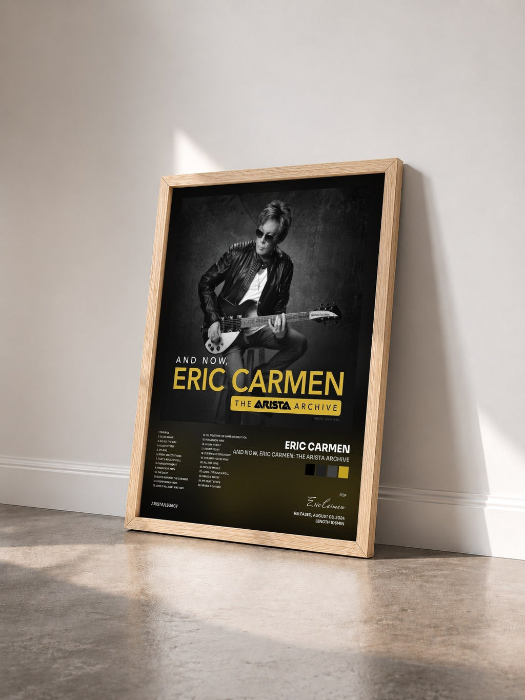 #bois Tableau de l'album And Now, Eric Carmen: The Arista Archive de Eric Carmen vu de trois quarts, cadre en bois brut