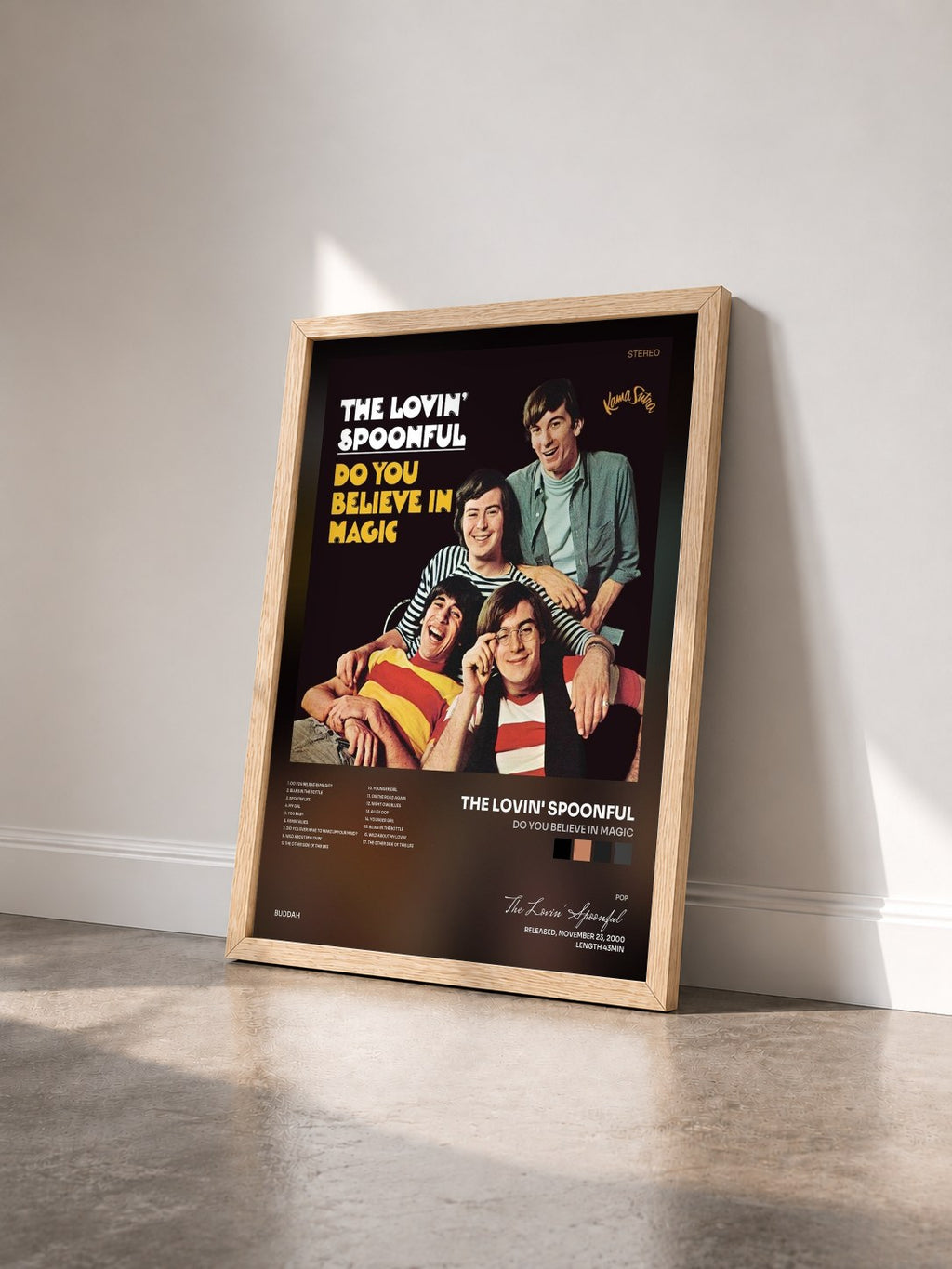 #bois Tableau de l'album Do you Believe In Magic de The Lovin' Spoonful vu de trois quarts, cadre en bois brut