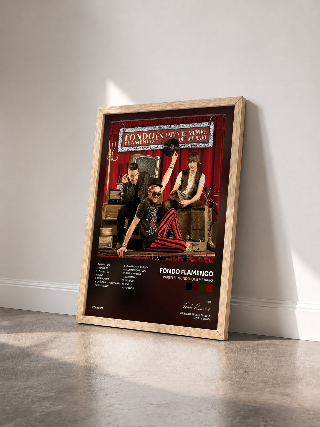 #bois Tableau de l'album Paren el Mundo, Que Me Bajo de Fondo Flamenco vu de trois quarts, cadre en bois brut
