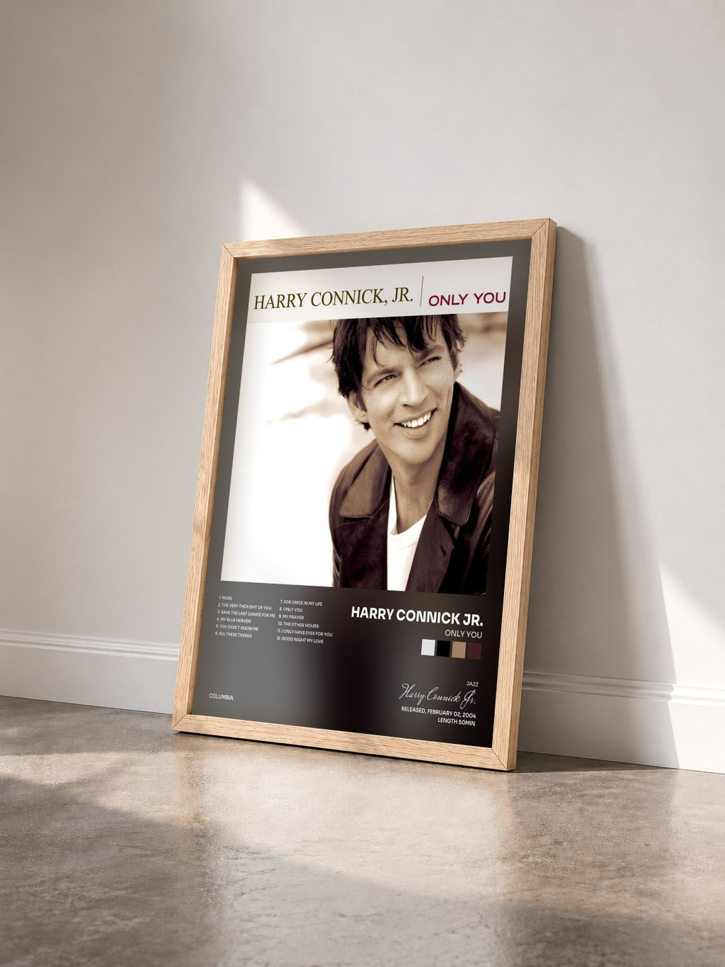 #bois Tableau de l'album Only You de Harry Connick Jr. vu de trois quarts, cadre en bois brut