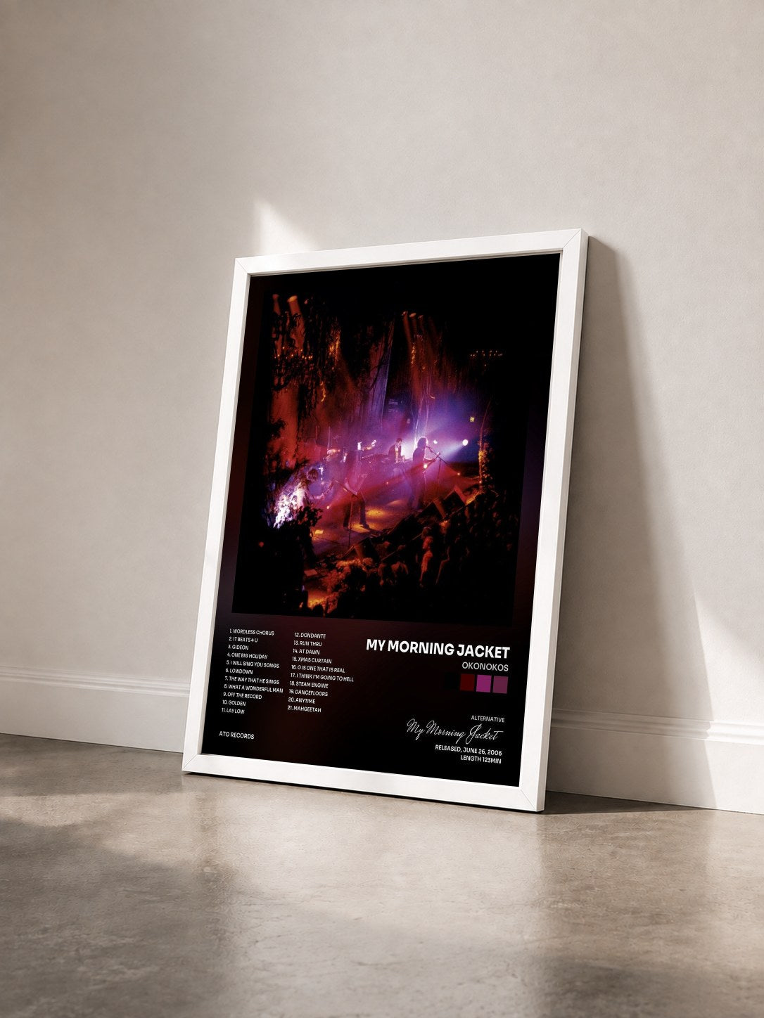 #blanc Tableau de l'album Okonokos de My Morning Jacket vu de trois quarts, cadre blanc