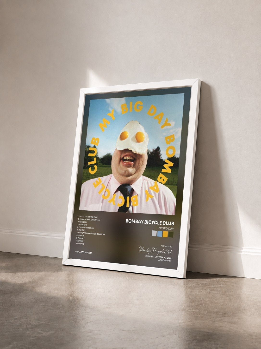 #blanc Tableau de l'album My Big Day de Bombay Bicycle Club vu de trois quarts, cadre blanc