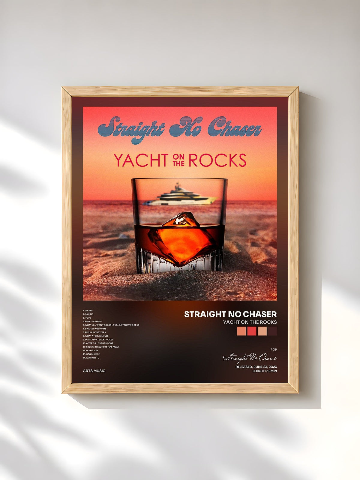 #bois Tableau de l'album Yacht On The Rocks de Straight No Chaser, cadre en bois brut, imprimé et encadré en France