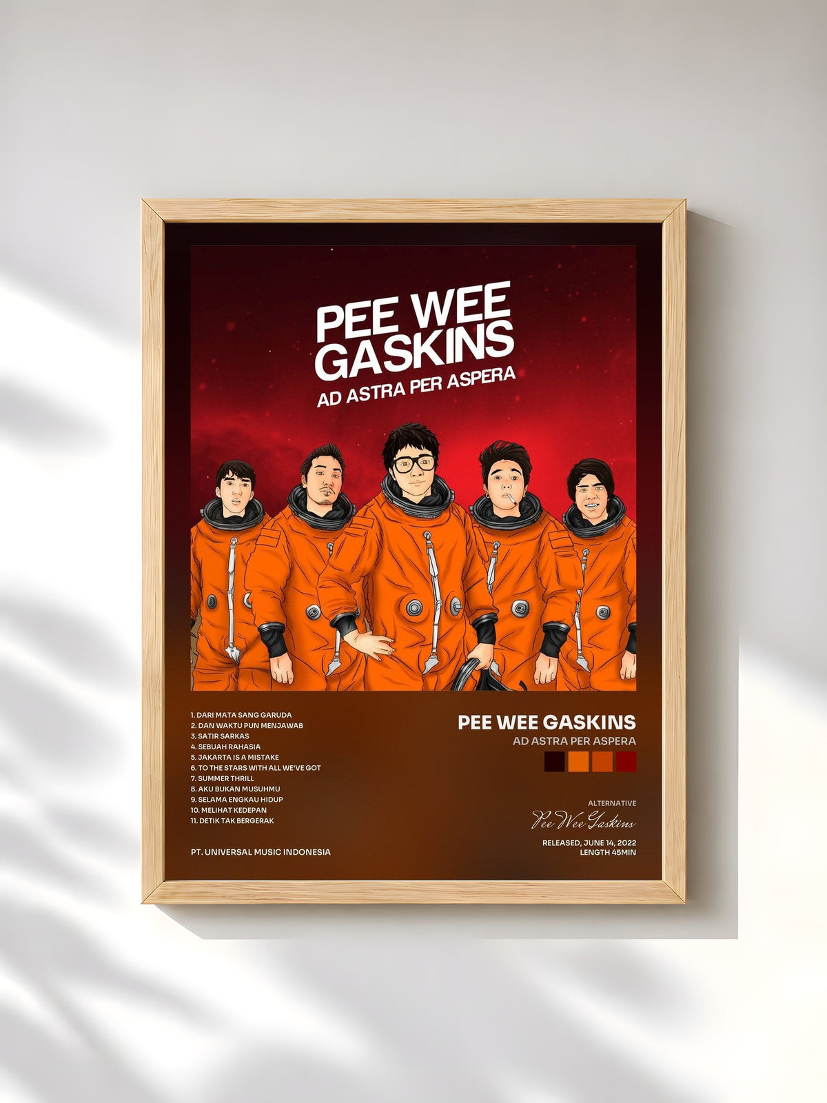#bois Tableau de l'album Ad Astra Per Aspera de Pee Wee Gaskins, cadre en bois brut, imprimé et encadré en France