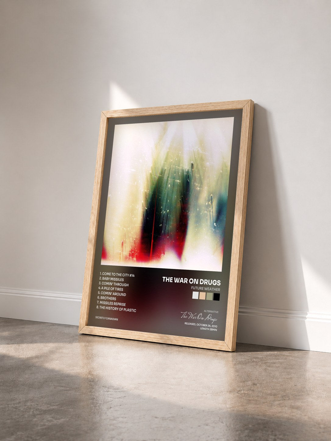 #bois Tableau de l'album Future Weather de The War On Drugs vu de trois quarts, cadre en bois brut