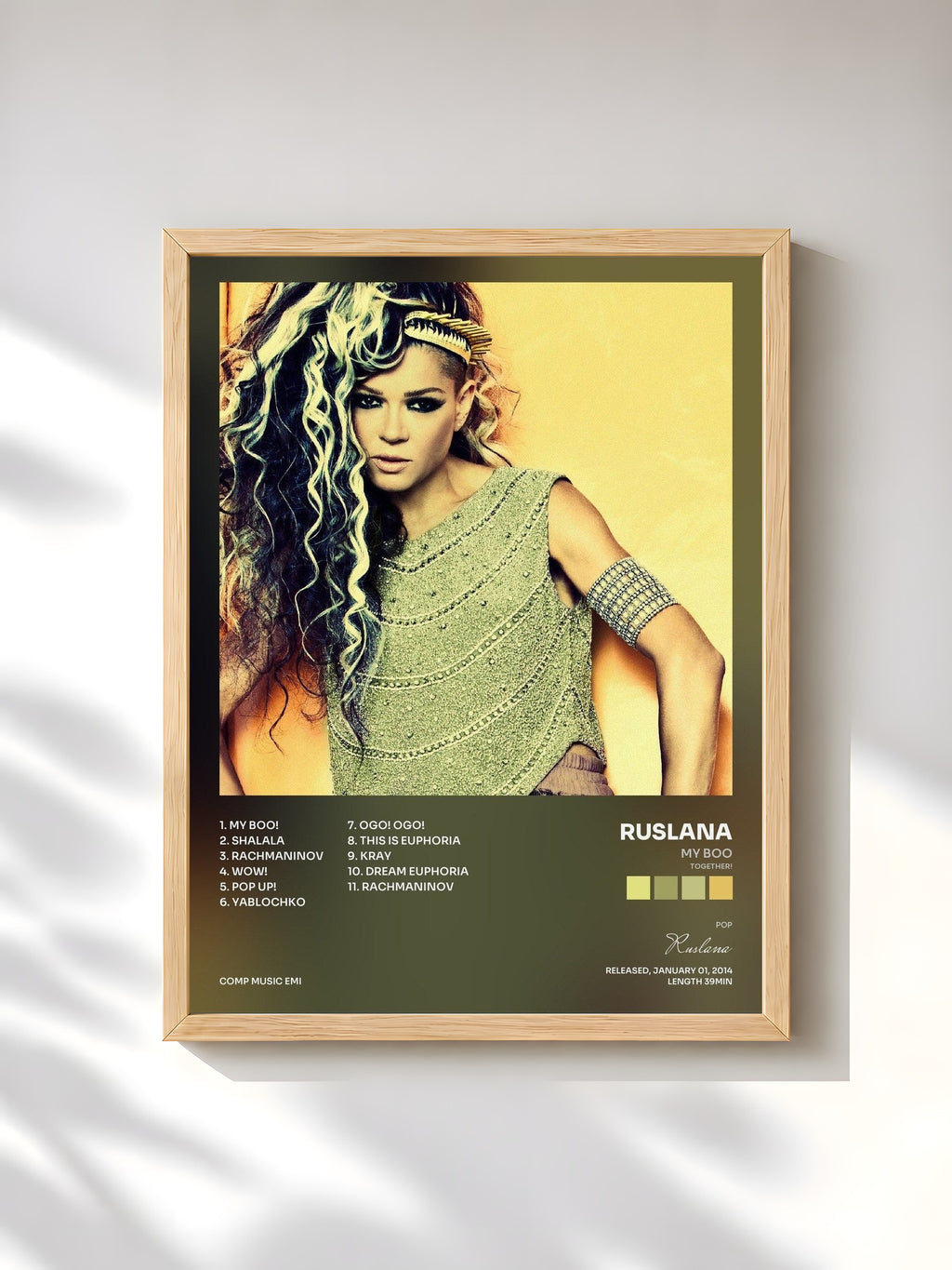 #bois Tableau de l'album My Boo (Together!) de Ruslana, cadre en bois brut, imprimé et encadré en France