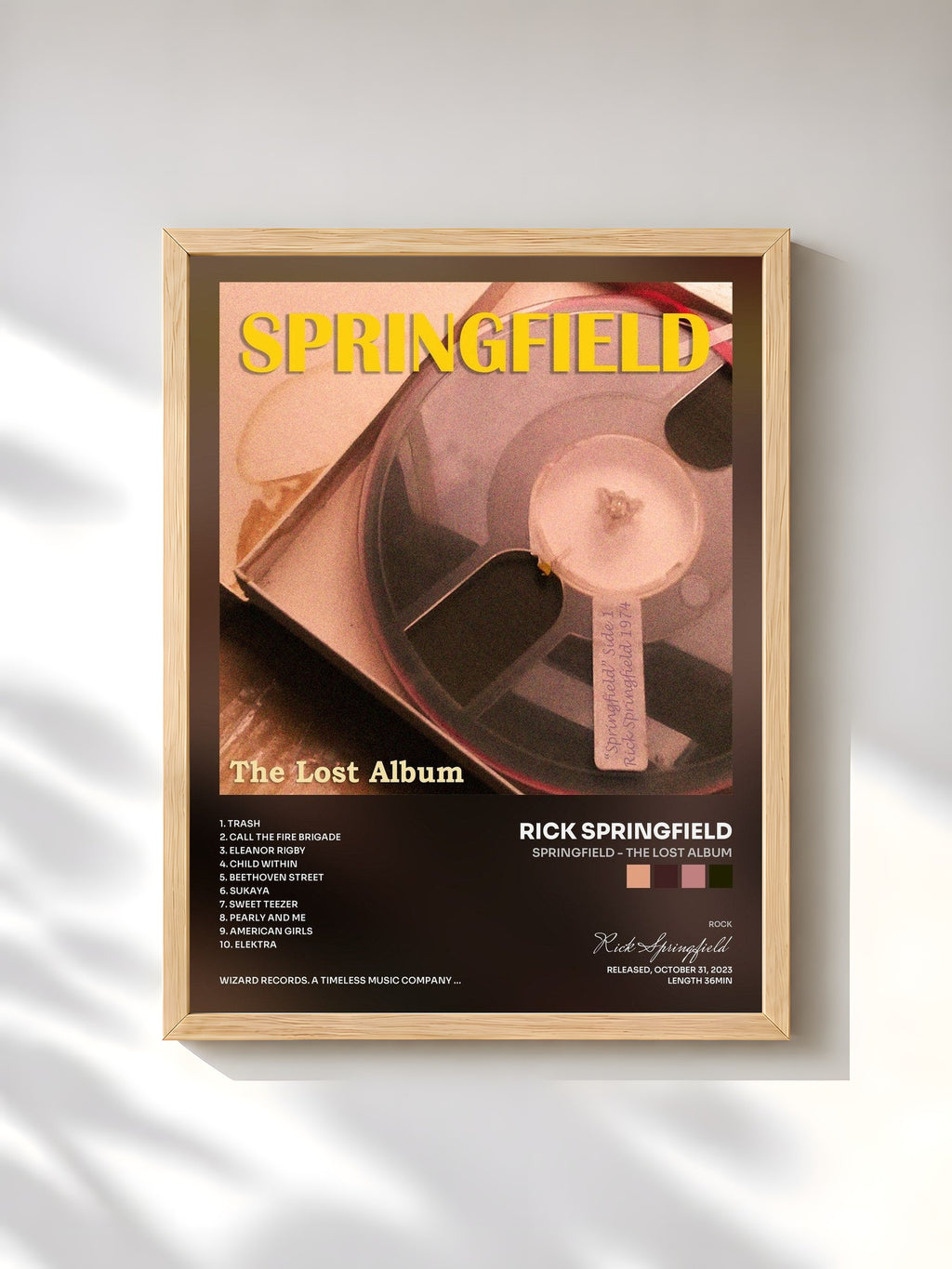 #bois Tableau de l'album Springfield - The Lost Album de Rick Springfield, cadre en bois brut, imprimé et encadré en France