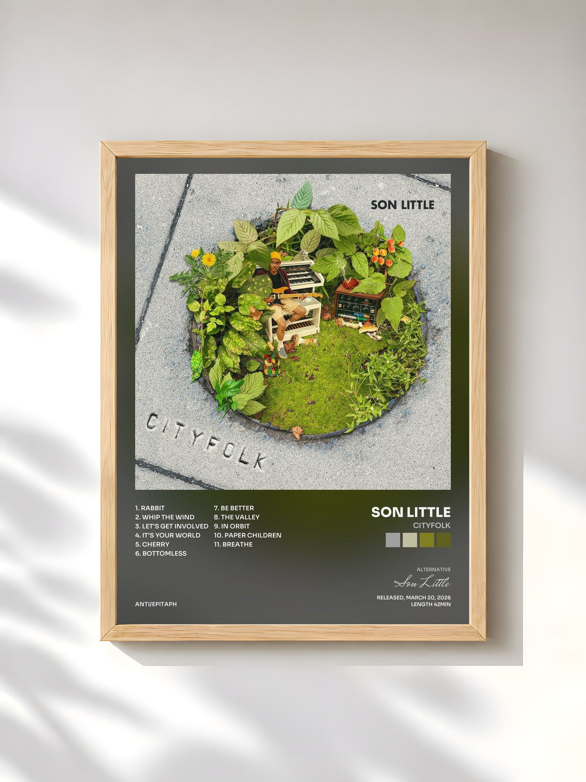 #bois Tableau de l'album Cityfolk de Son Little, cadre en bois brut, imprimé et encadré en France