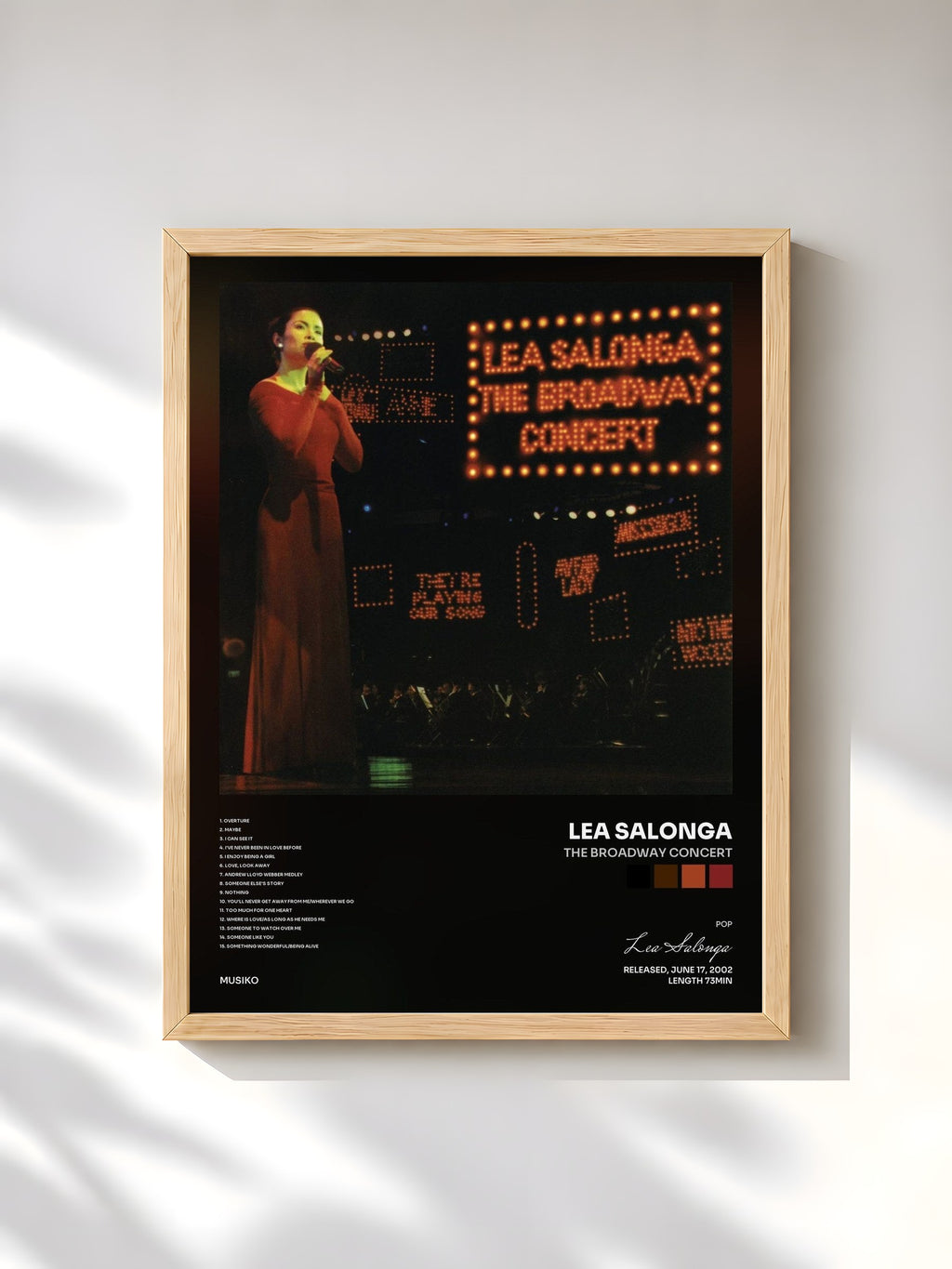#bois Tableau de l'album The Broadway Concert de Lea Salonga, cadre en bois brut, imprimé et encadré en France