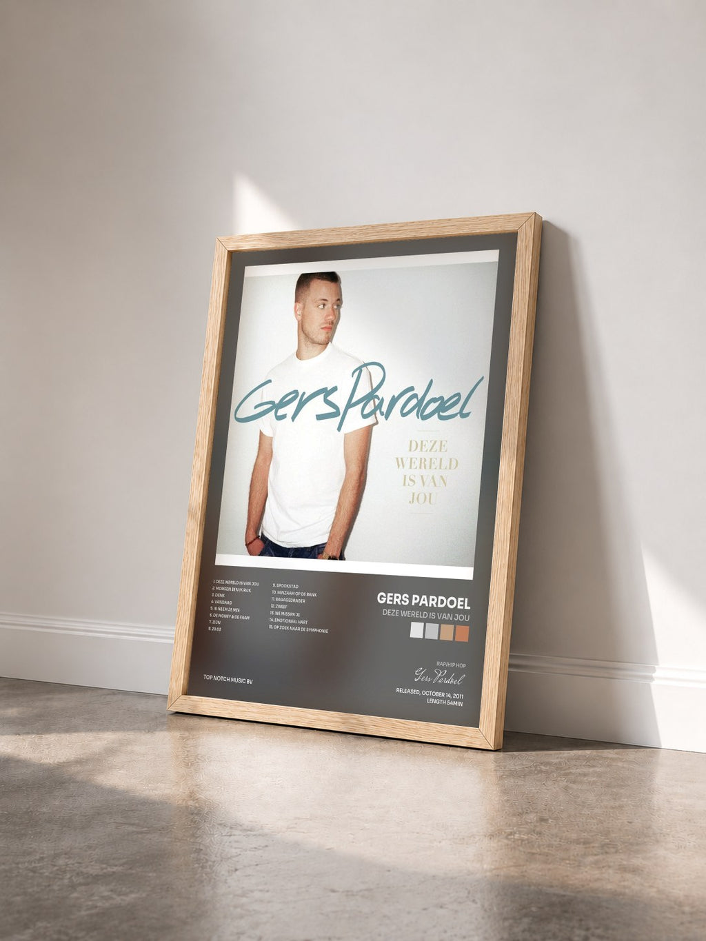 #bois Tableau de l'album Deze Wereld Is Van Jou de Gers Pardoel vu de trois quarts, cadre en bois brut