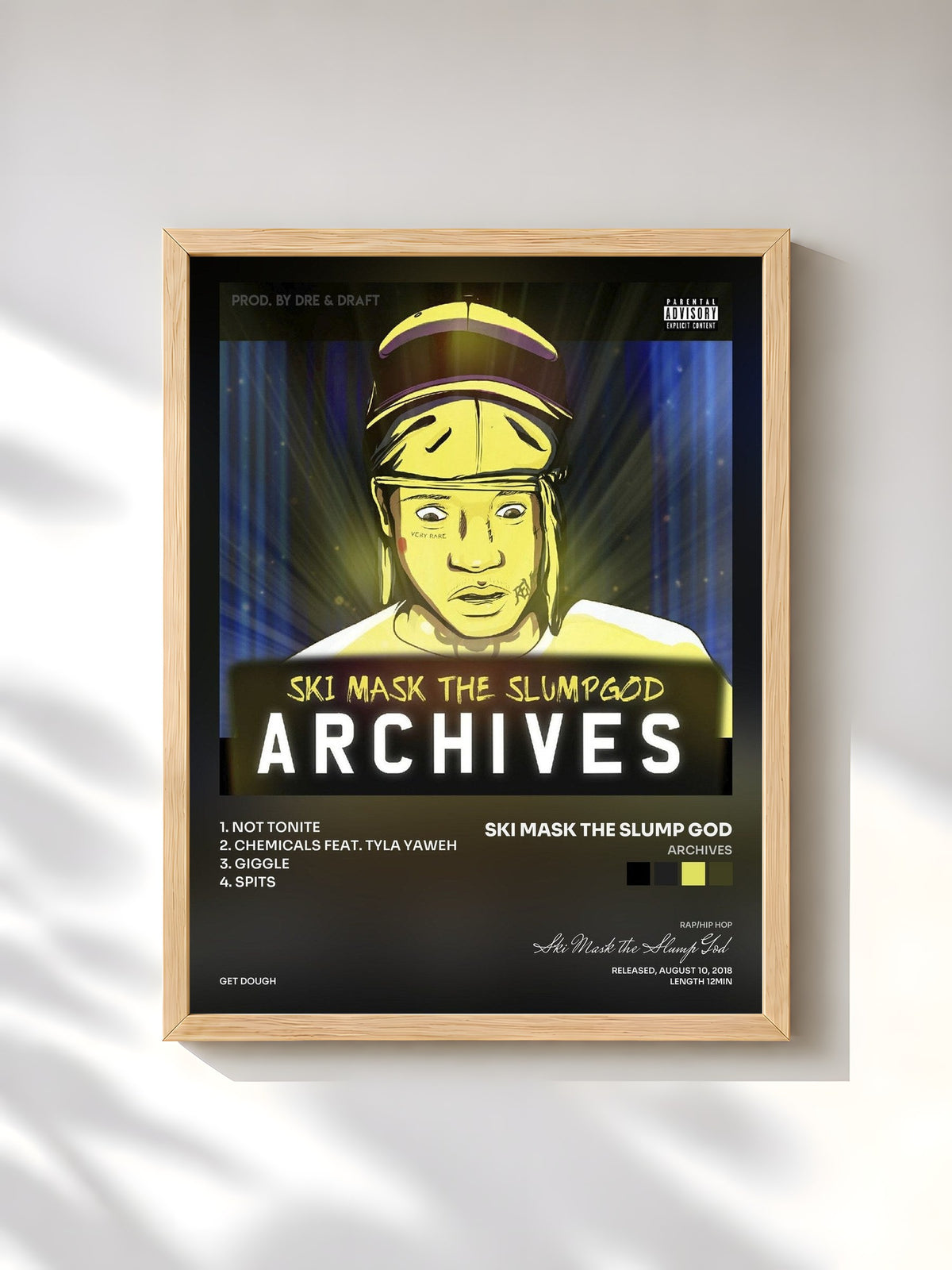 #bois Tableau de l'album Archives de Ski Mask the Slump God, cadre en bois brut, imprimé et encadré en France