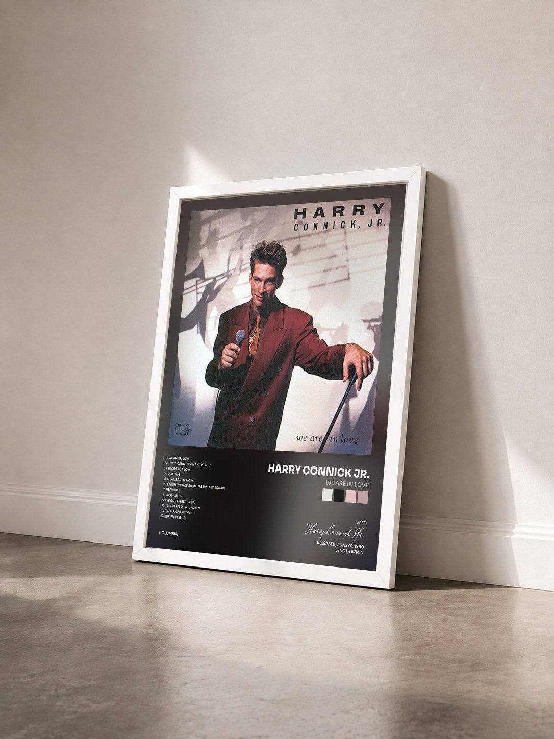 #blanc Tableau de l'album We Are In Love de Harry Connick Jr. vu de trois quarts, cadre blanc