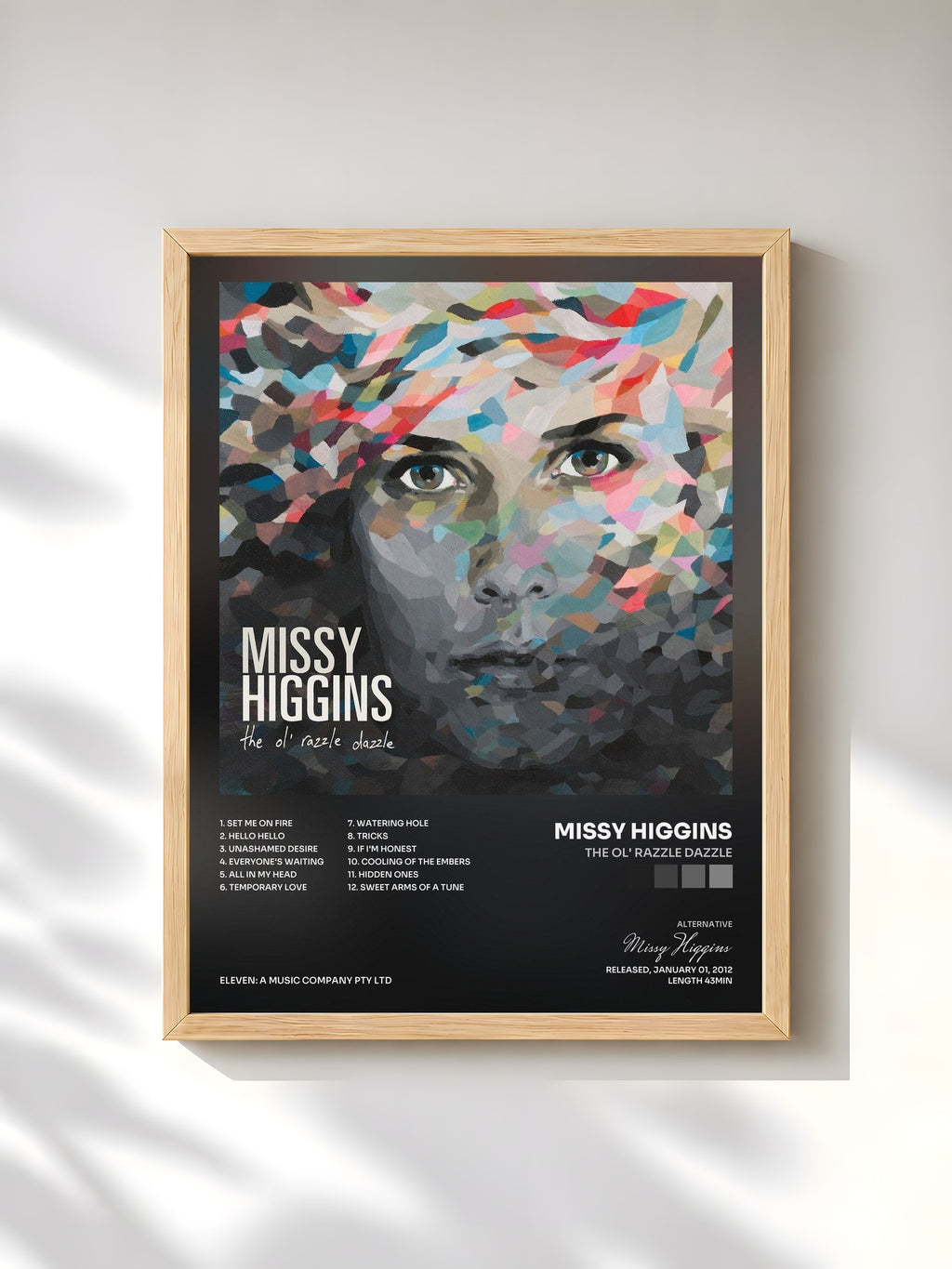 #bois Tableau de l'album The Ol' Razzle Dazzle de Missy Higgins, cadre en bois brut, imprimé et encadré en France