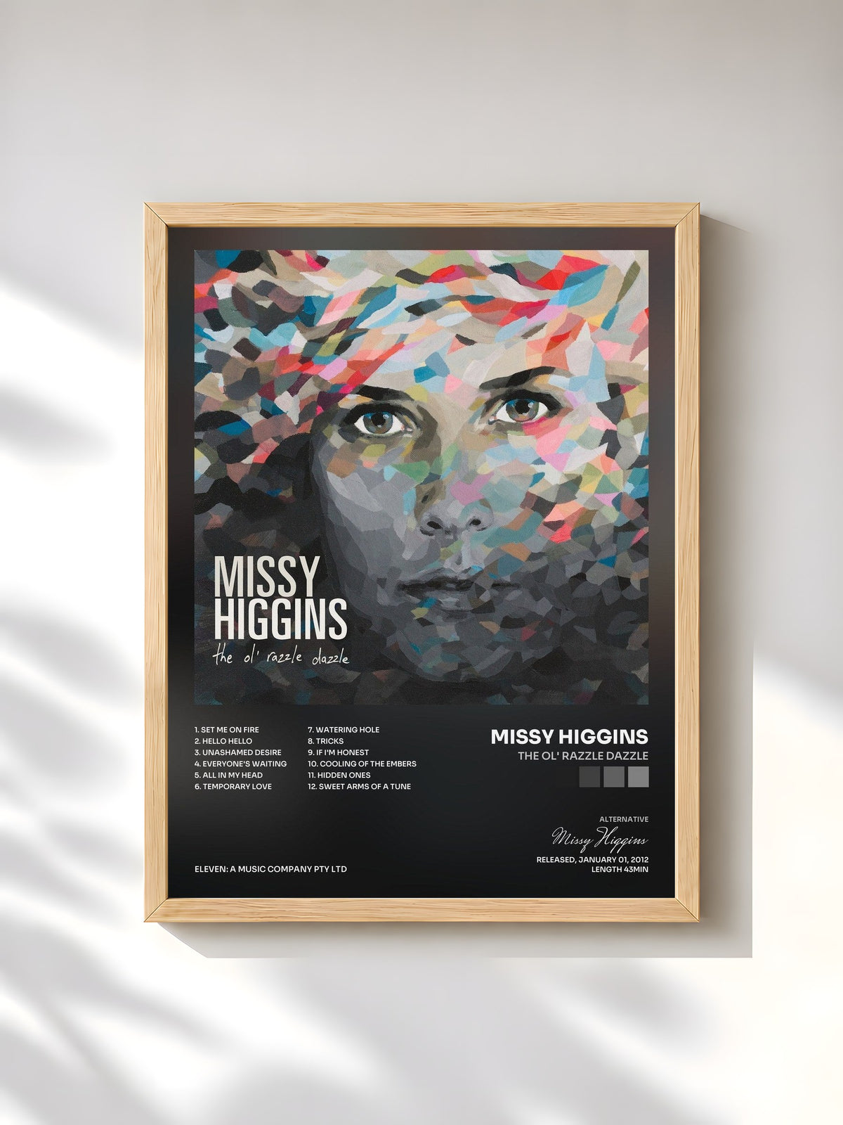 #bois Tableau de l'album The Ol' Razzle Dazzle de Missy Higgins, cadre en bois brut, imprimé et encadré en France
