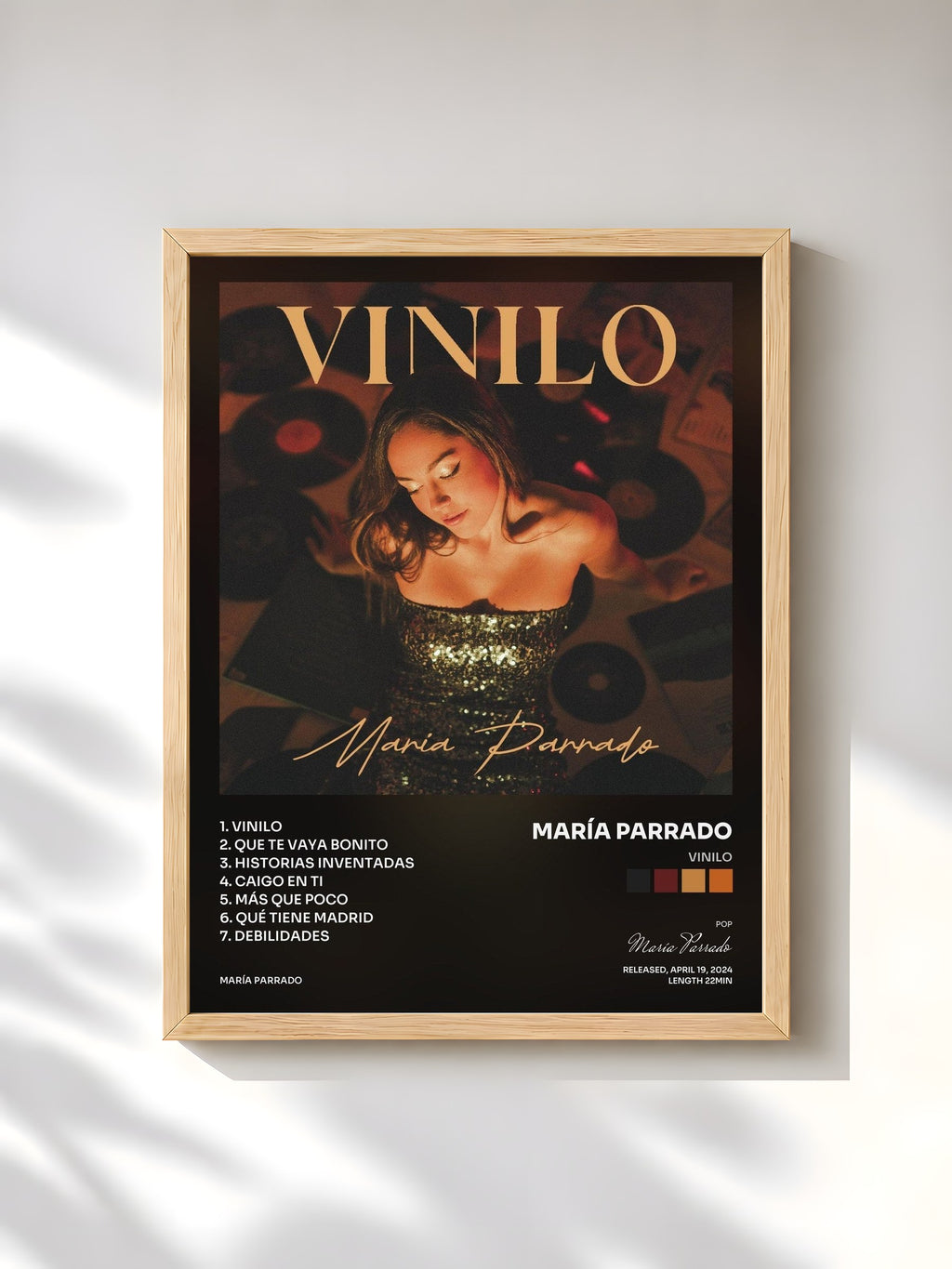 #bois Tableau de l'album Vinilo de María Parrado, cadre en bois brut, imprimé et encadré en France