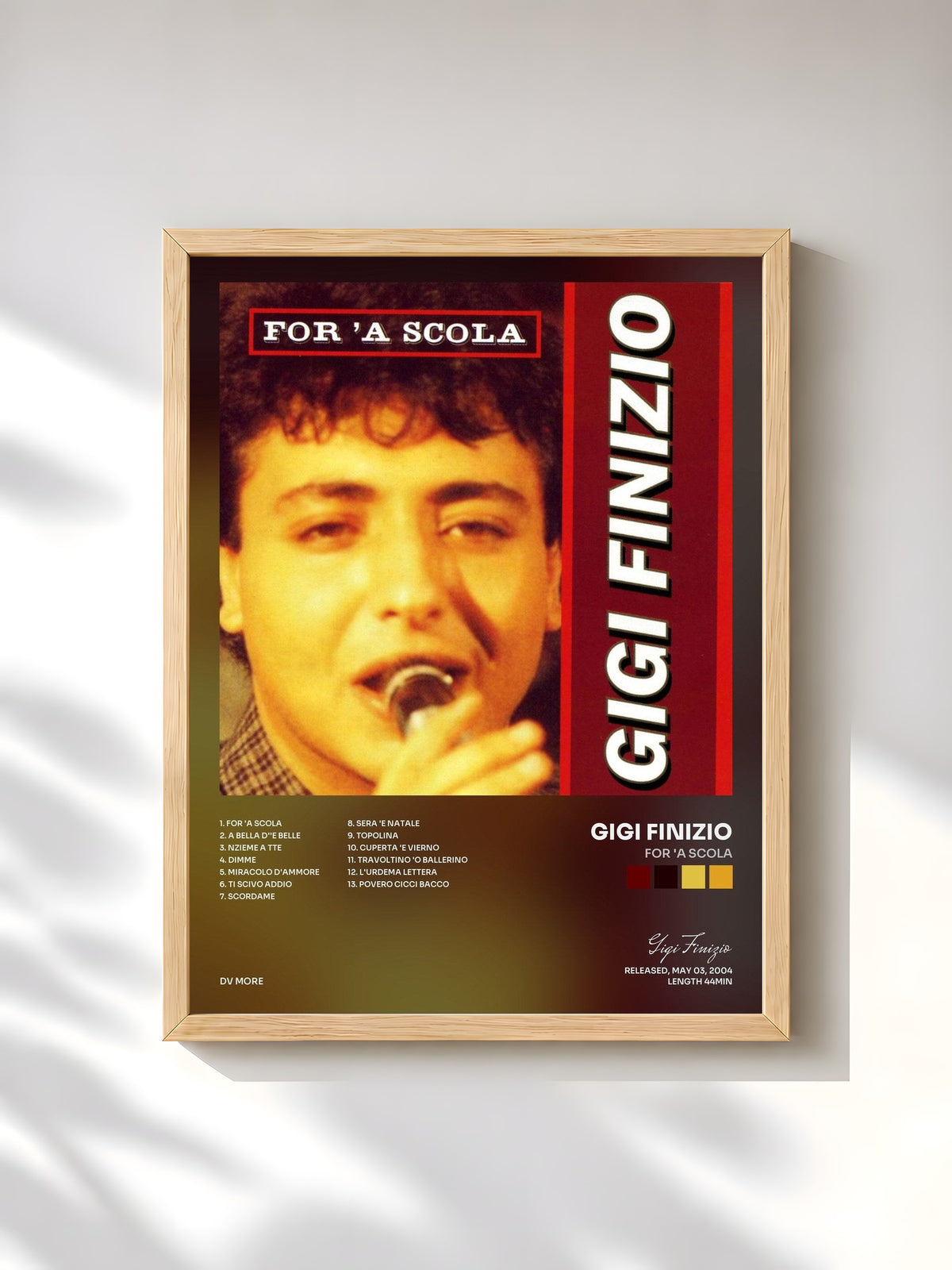 #bois Tableau de l'album For 'a scola de Gigi Finizio, cadre en bois brut, imprimé et encadré en France