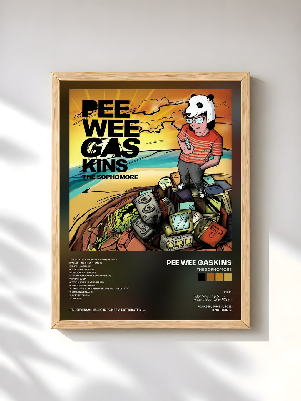 #bois Tableau de l'album The Sophomore de Pee Wee Gaskins, cadre en bois brut, imprimé et encadré en France