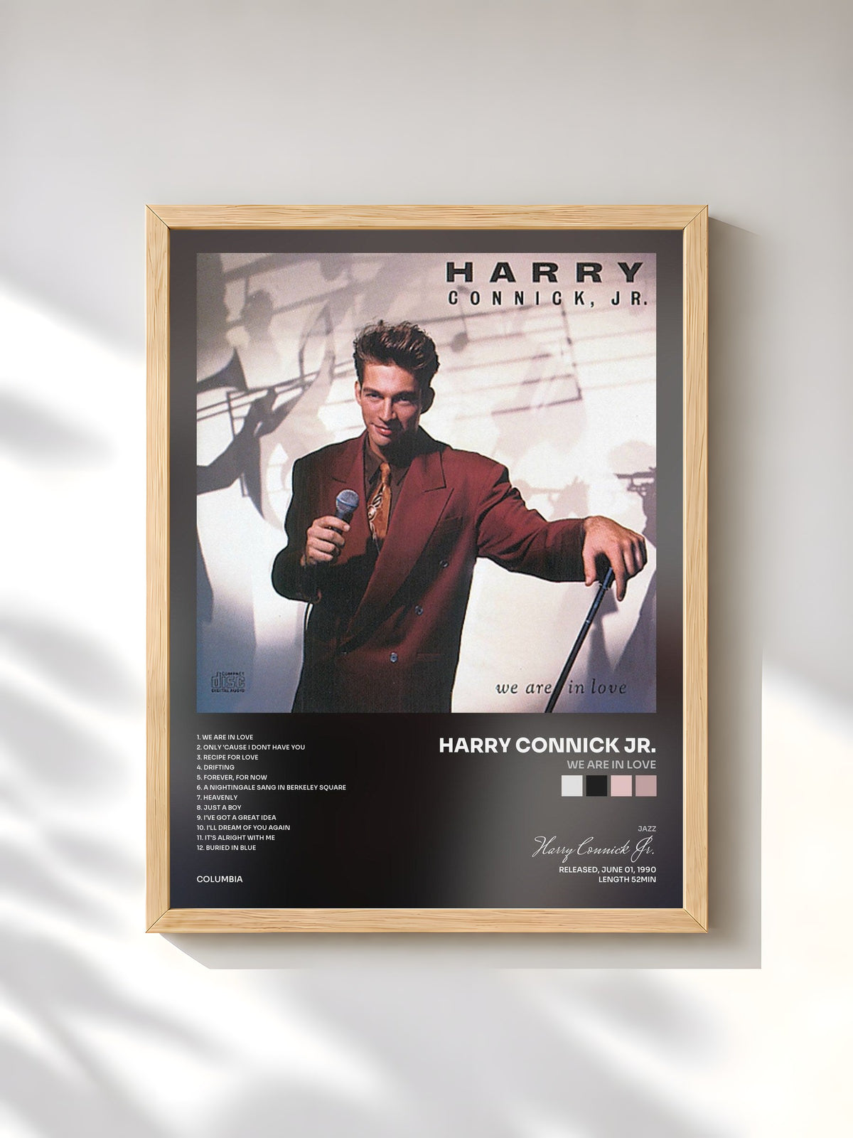 #bois Tableau de l'album We Are In Love de Harry Connick Jr., cadre en bois brut, imprimé et encadré en France