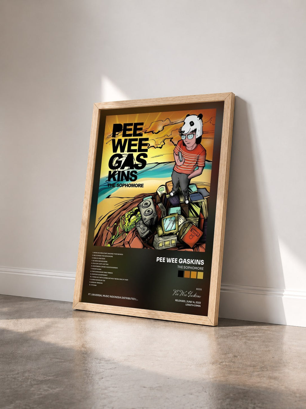 #bois Tableau de l'album The Sophomore de Pee Wee Gaskins vu de trois quarts, cadre en bois brut
