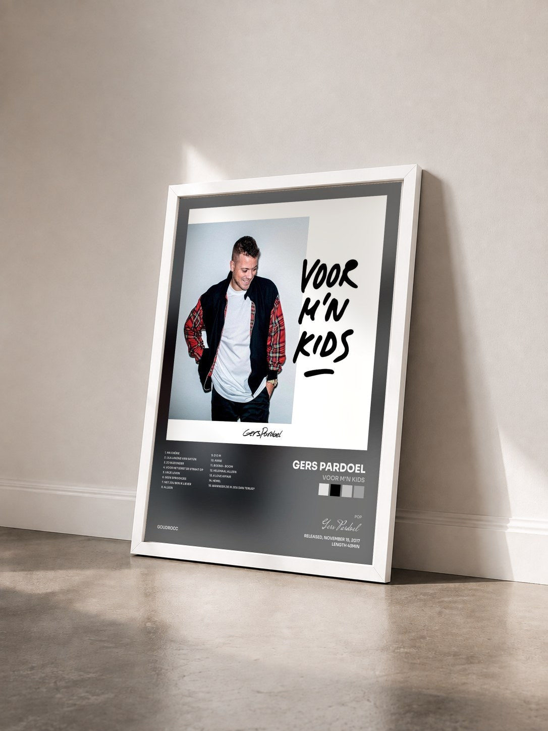 #blanc Tableau de l'album Voor M'n Kids de Gers Pardoel vu de trois quarts, cadre blanc