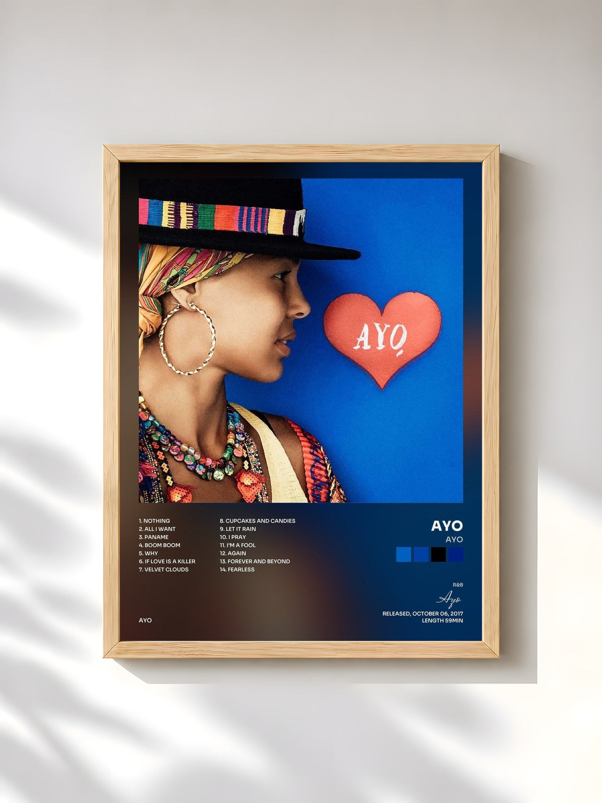 #bois Tableau de l'album Ayo de Ayo, cadre en bois brut, imprimé et encadré en France
