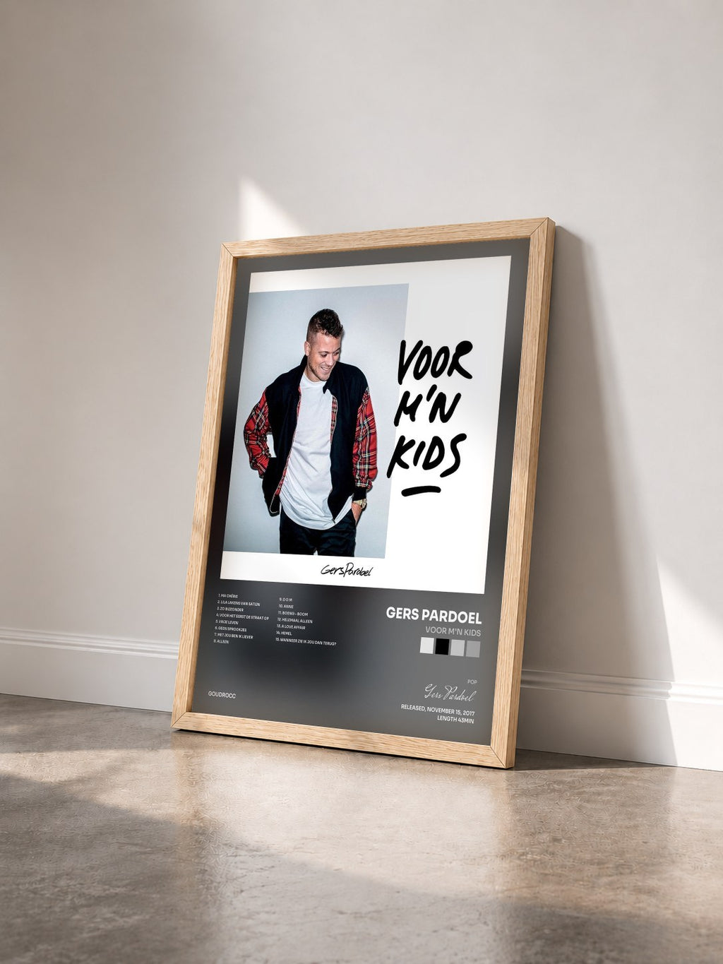 #bois Tableau de l'album Voor M'n Kids de Gers Pardoel vu de trois quarts, cadre en bois brut