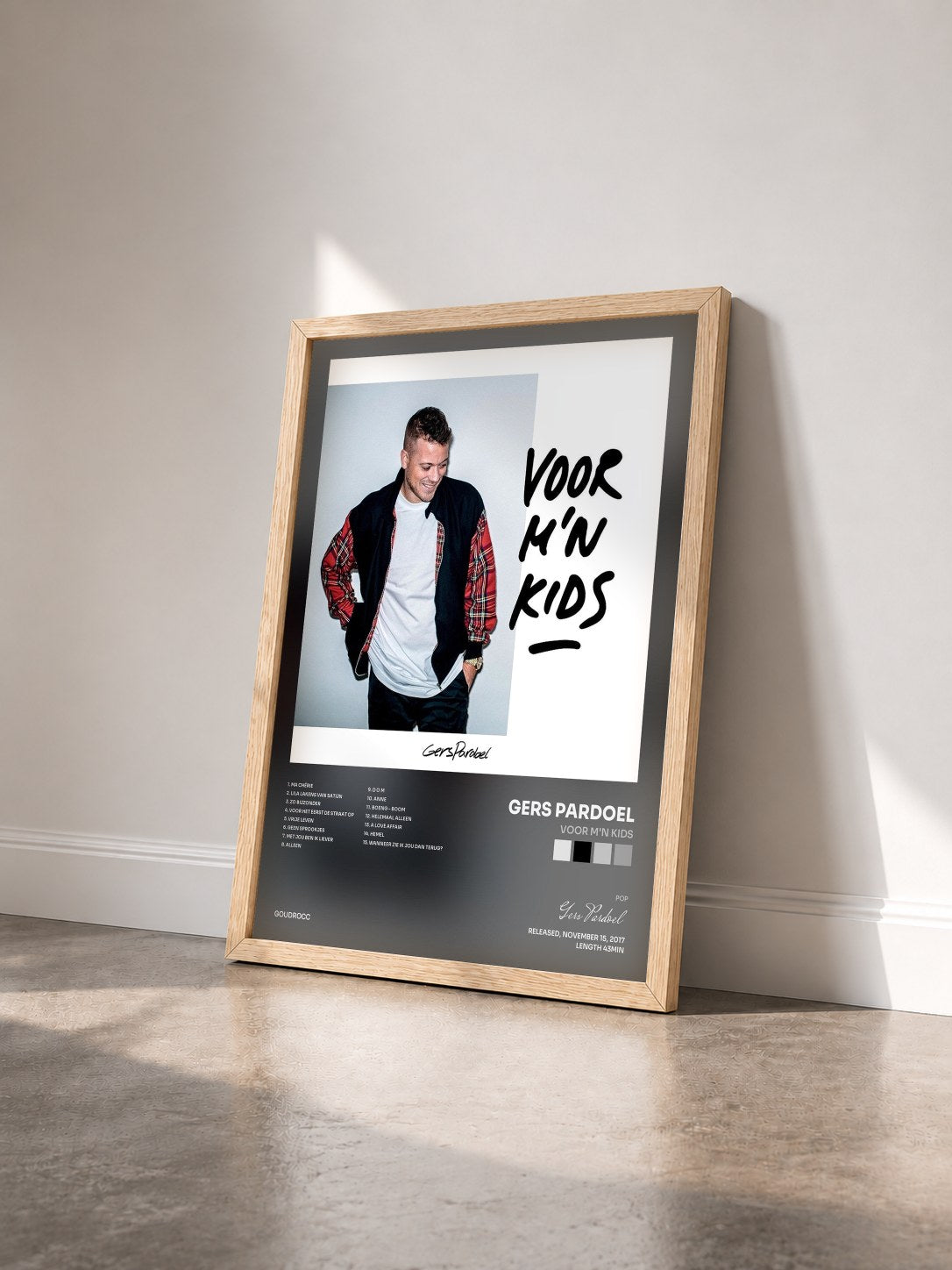 #bois Tableau de l'album Voor M'n Kids de Gers Pardoel vu de trois quarts, cadre en bois brut