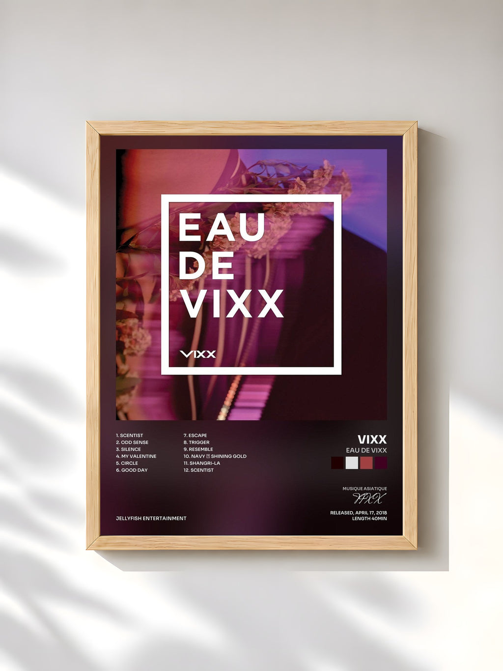 #bois Tableau de l'album EAU DE VIXX de VIXX, cadre en bois brut, imprimé et encadré en France