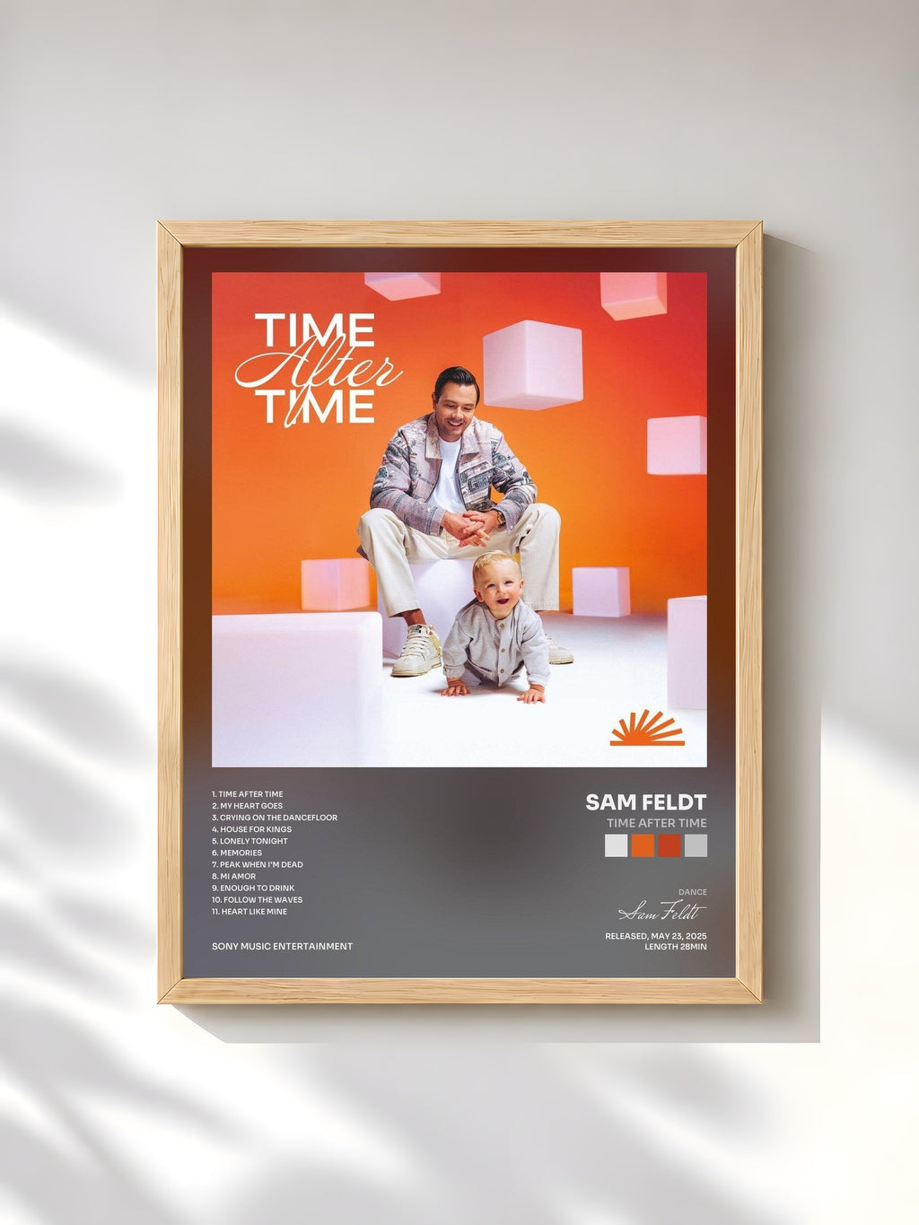 #bois Tableau de l'album Time After Time de Sam Feldt, cadre en bois brut, imprimé et encadré en France
