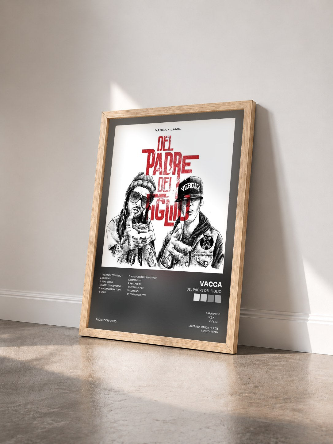 #bois Tableau de l'album Del Padre Del Figlio de Vacca vu de trois quarts, cadre en bois brut