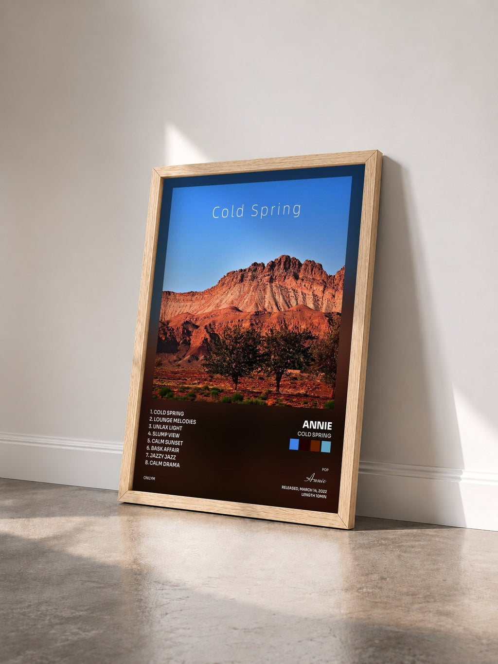 #bois Tableau de l'album Cold Spring de Annie vu de trois quarts, cadre en bois brut