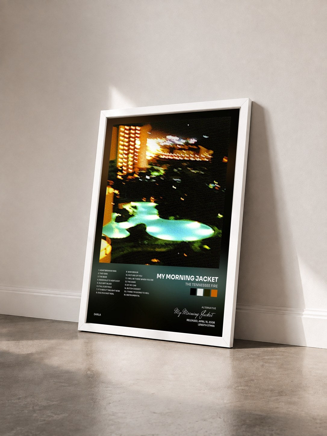 #blanc Tableau de l'album The Tennessee Fire de My Morning Jacket vu de trois quarts, cadre blanc