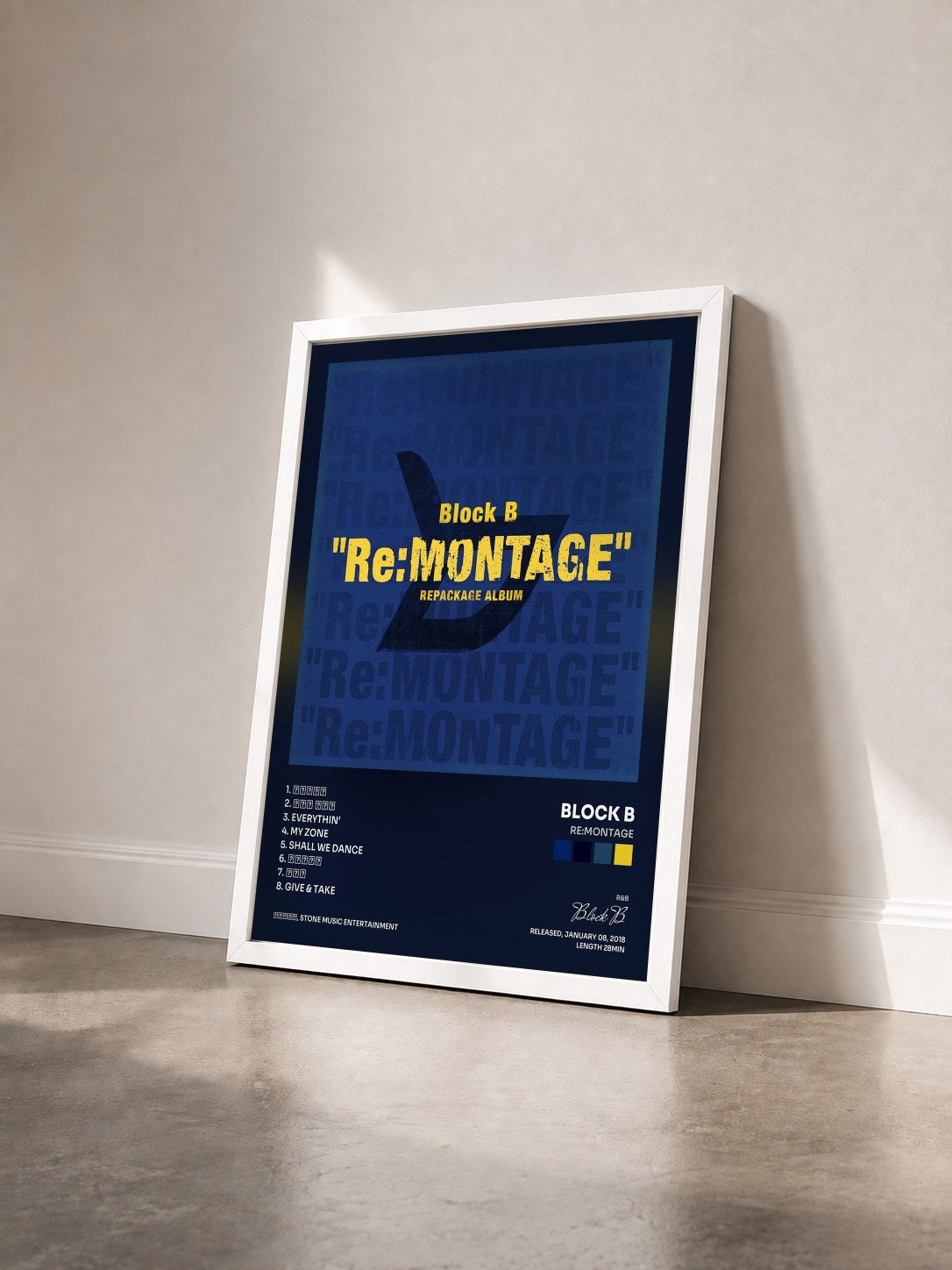 #blanc Tableau de l'album Re:MONTAGE de Block B vu de trois quarts, cadre blanc