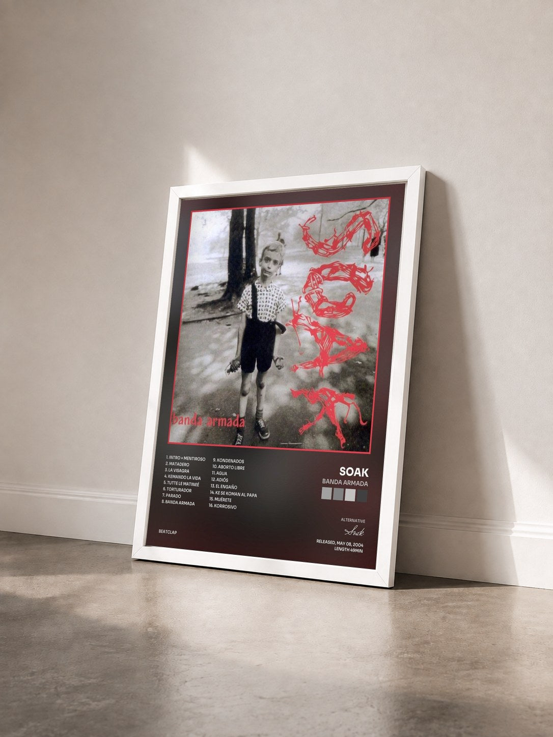 #blanc Tableau de l'album Banda Armada de Soak vu de trois quarts, cadre blanc
