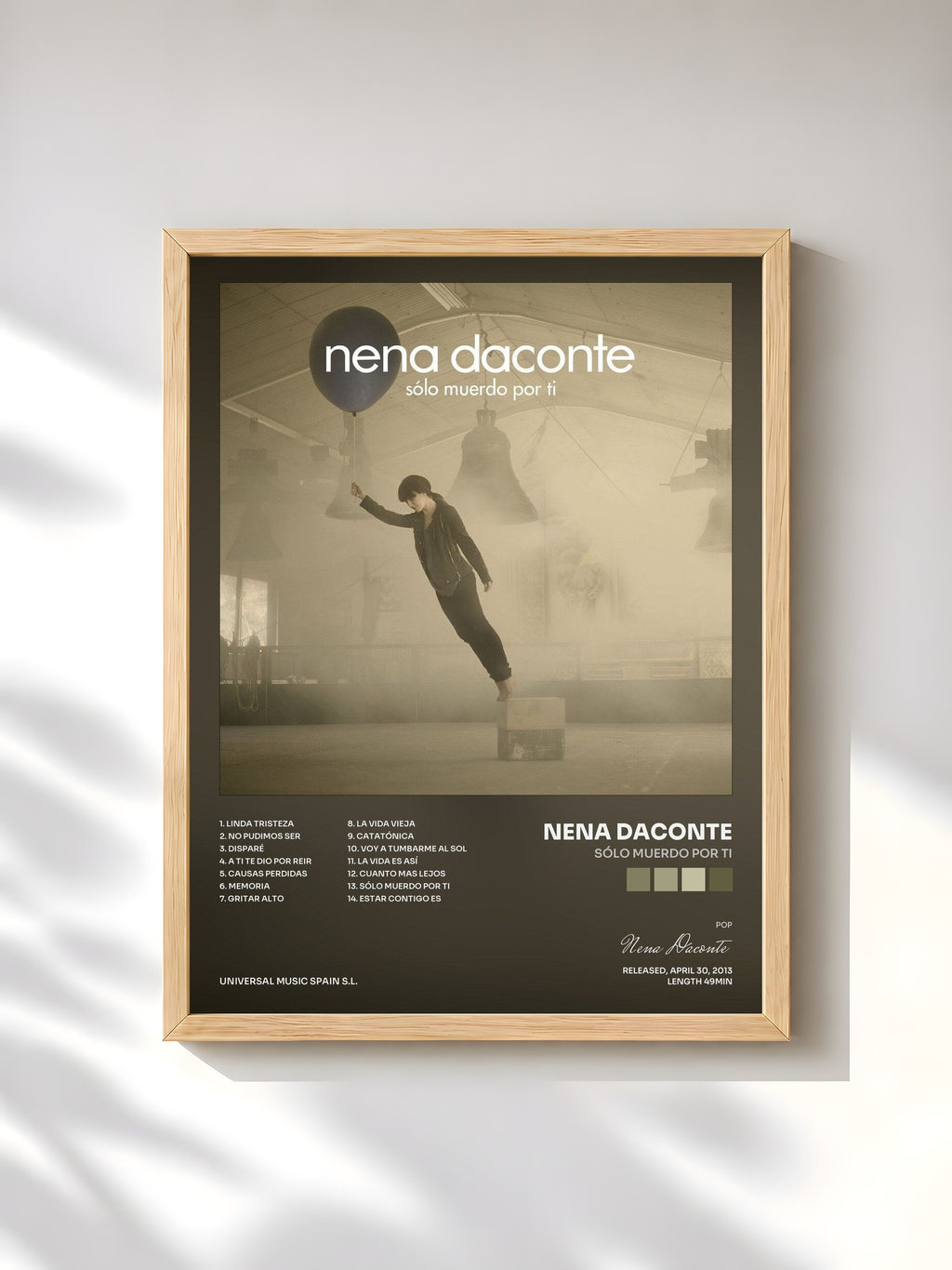 #bois Tableau de l'album Sólo Muerdo Por Ti de Nena Daconte, cadre en bois brut, imprimé et encadré en France